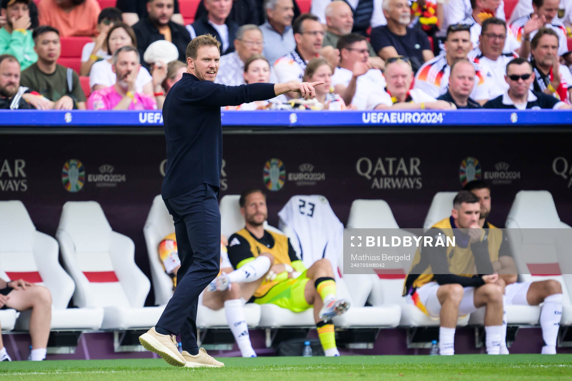 Head coach Julian Nagelsmann of Germany during the UEFA Euro 2024 Football Championship quarterfinal between Spain and Germany on July 5, 2024 in Stuttgart.