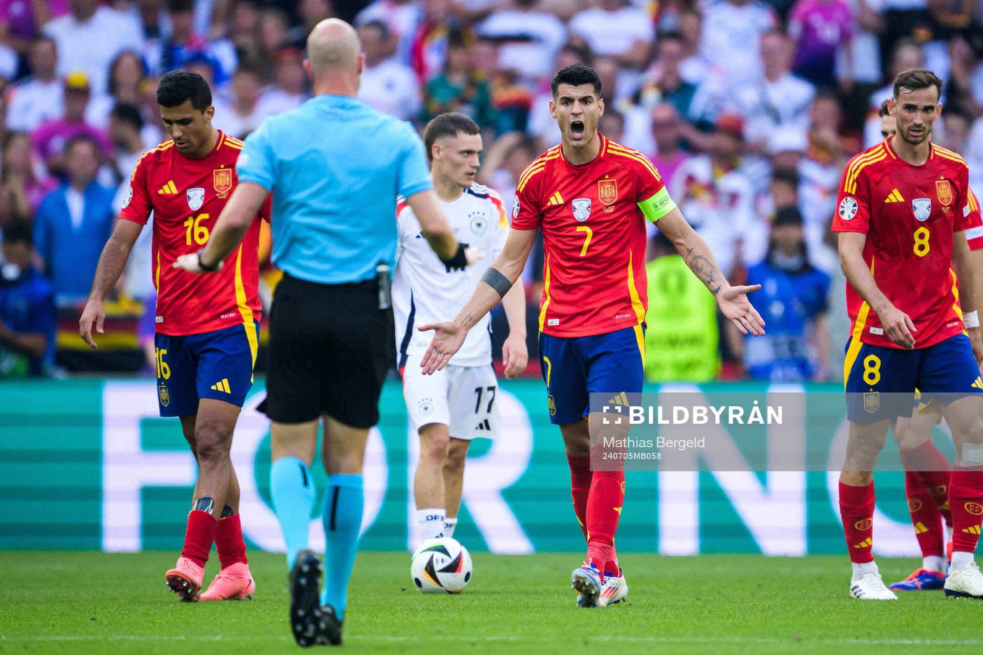 Alvaro Morata of Spain reacts