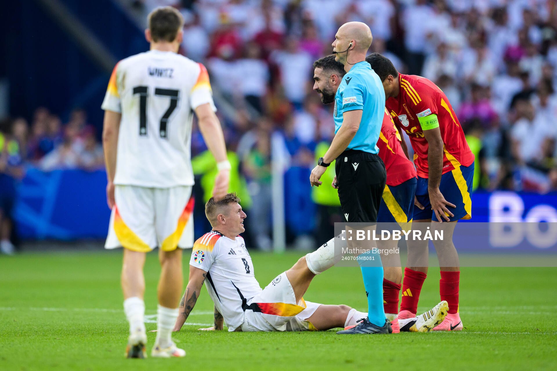 Toni Kroos of Germany and Daniel Carvajal of Spain