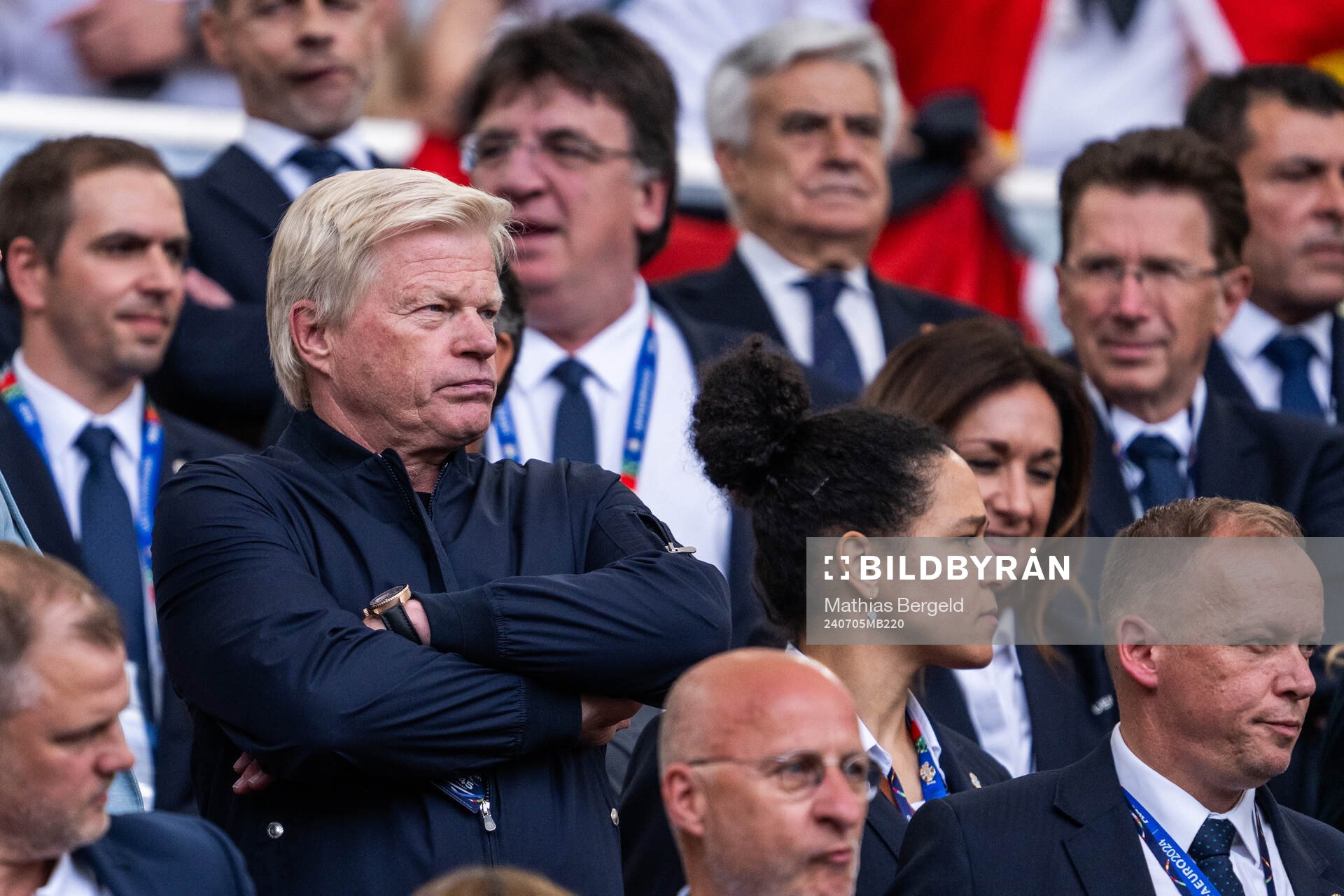 Oliver Kahn in the stands ahead of the UEFA Euro 2024 Football Championship quarterfinal between Spain and Germany on July 5, 2024 in Stuttgart. 