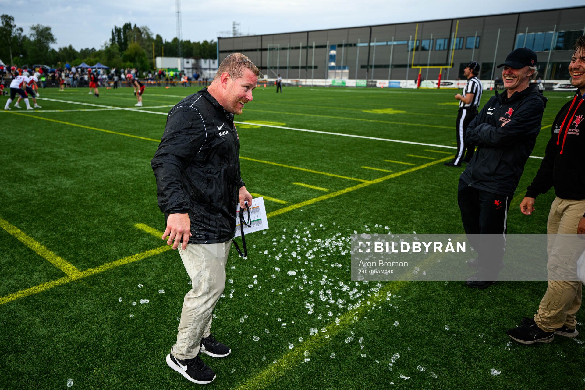 Carlstad Crusaders huvudtränare Christian Forsman under SM-finalen i Amerikansk Fotboll mellan Carlstad Crusaders och Stockholm Mean Machines den 6 juli 2024 i Stockholm.