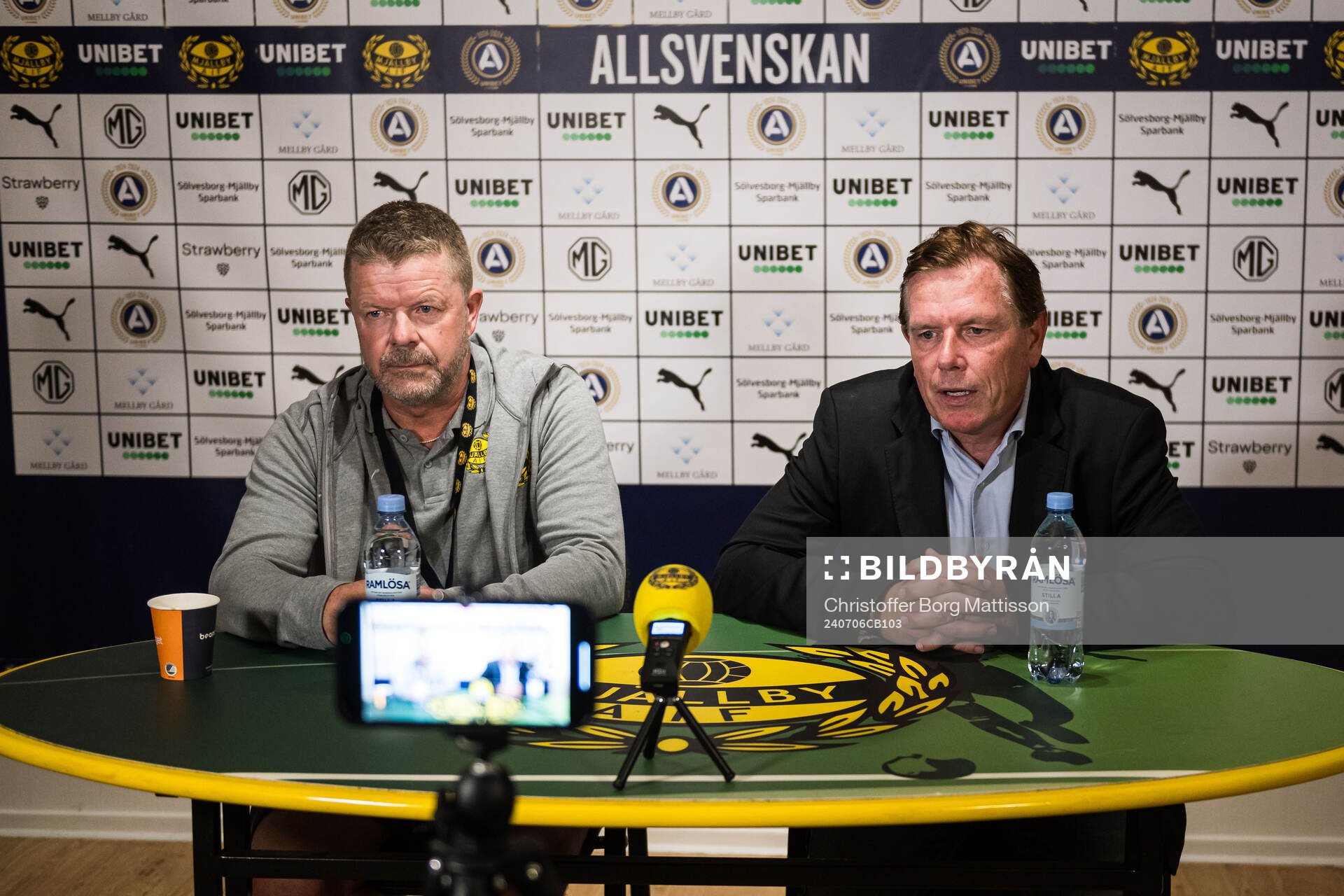 Mjällbys tränare Anders Torstensson och Sirius tränare