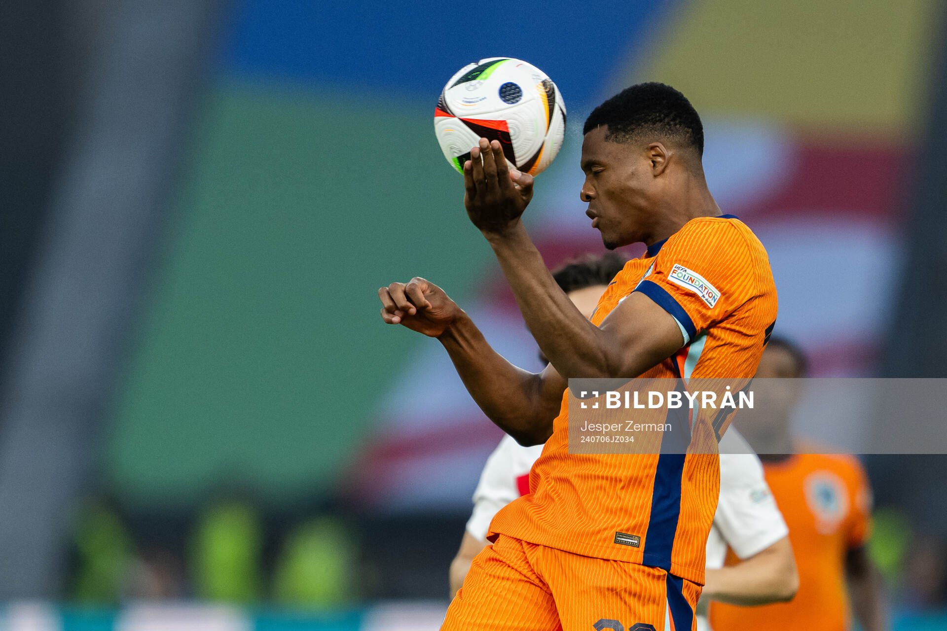 Denzel Dumfries of Netherlands
