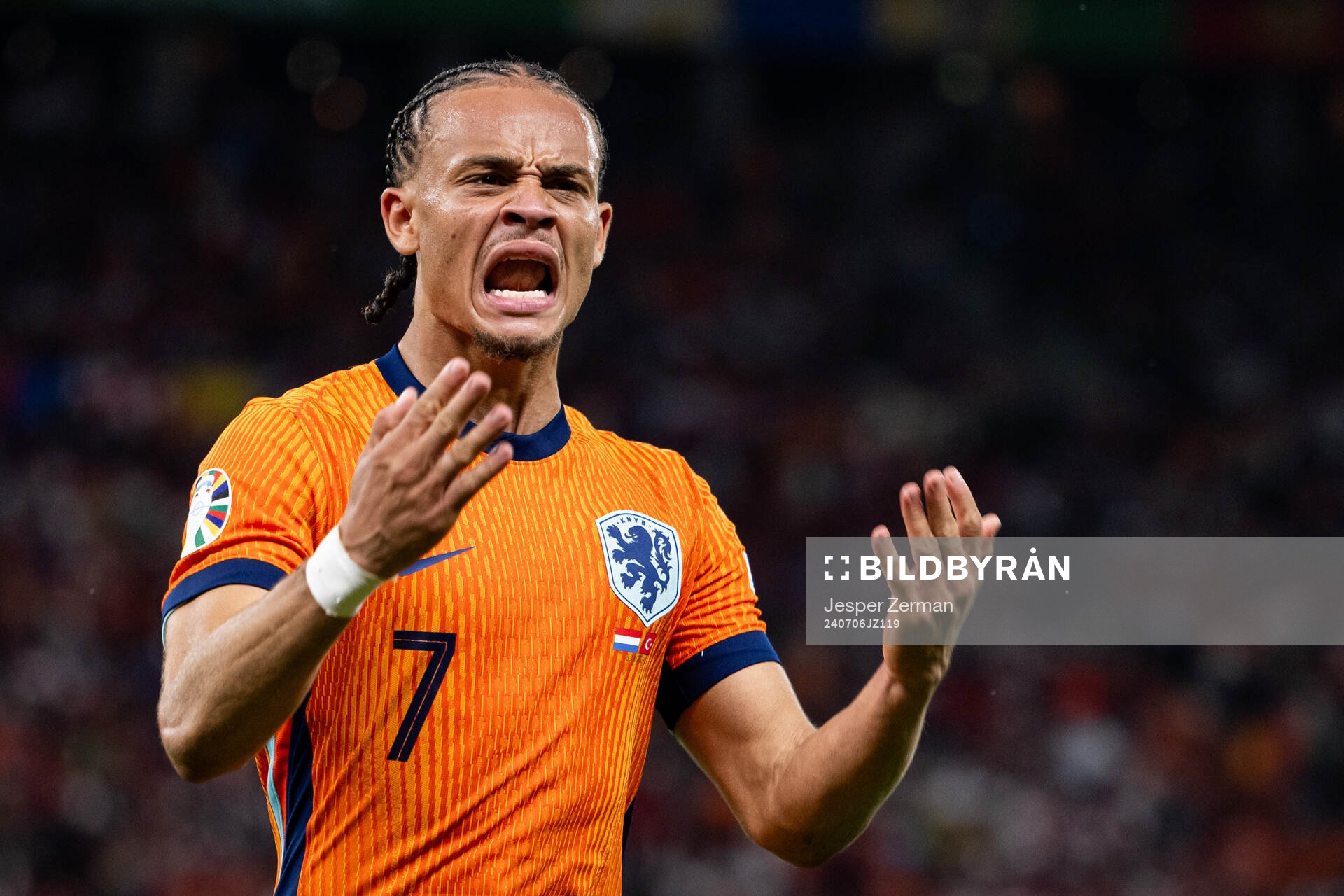 Xavi Simons of Netherlands during the UEFA Euro 2024 Football Championship quarterfinal between Netherlands and Turkey on July 6, 2024 in Berlin.