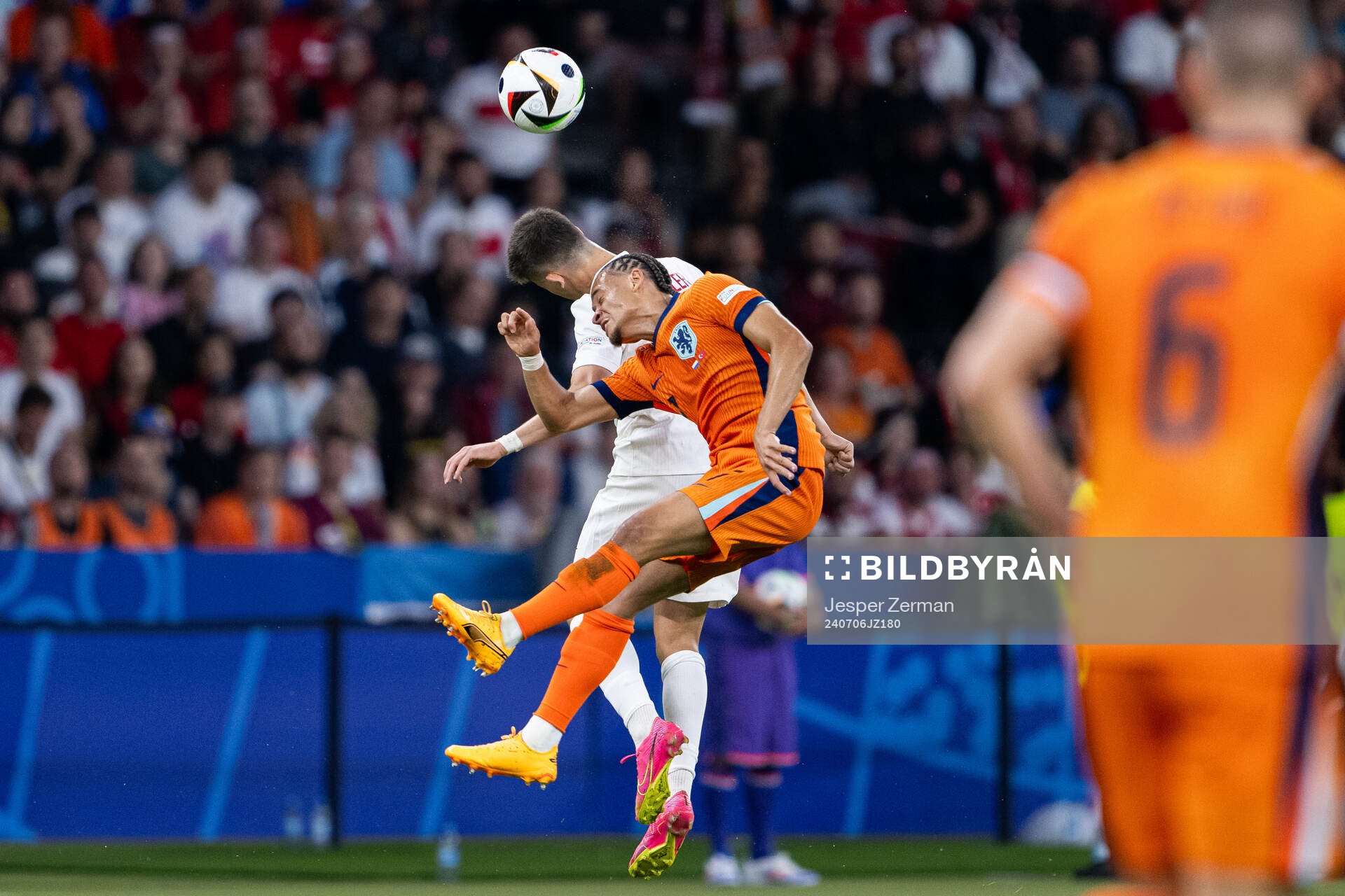Arda Guler of Turkey and Xavi Simons of Netherlands during the UEFA Euro 2024 Football Championship quarterfinal between Netherlands and Turkey on July 6, 2024 in Berlin.