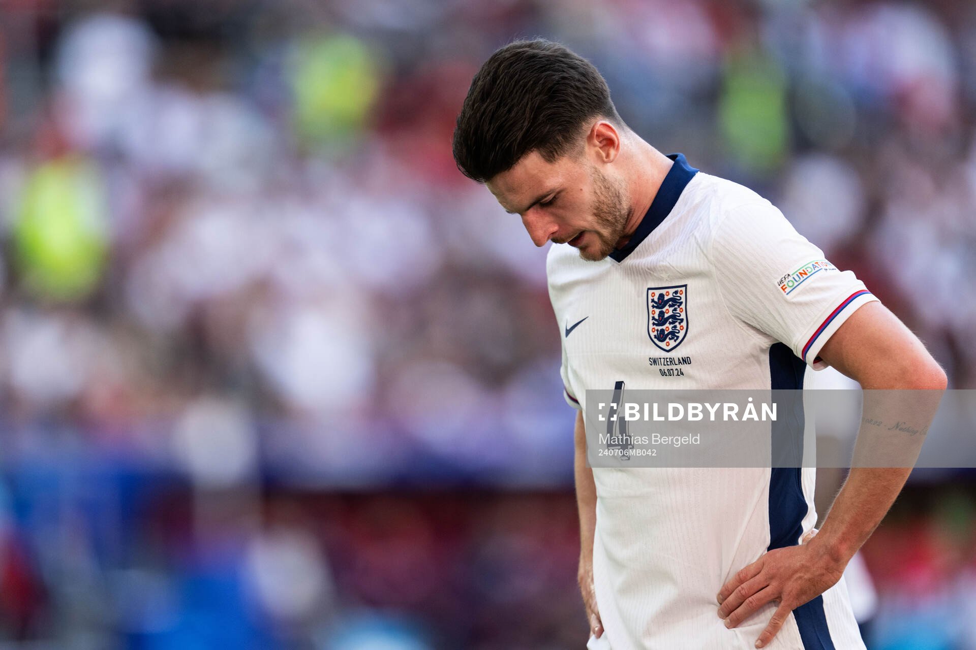 Declan Rice of England looks dejected