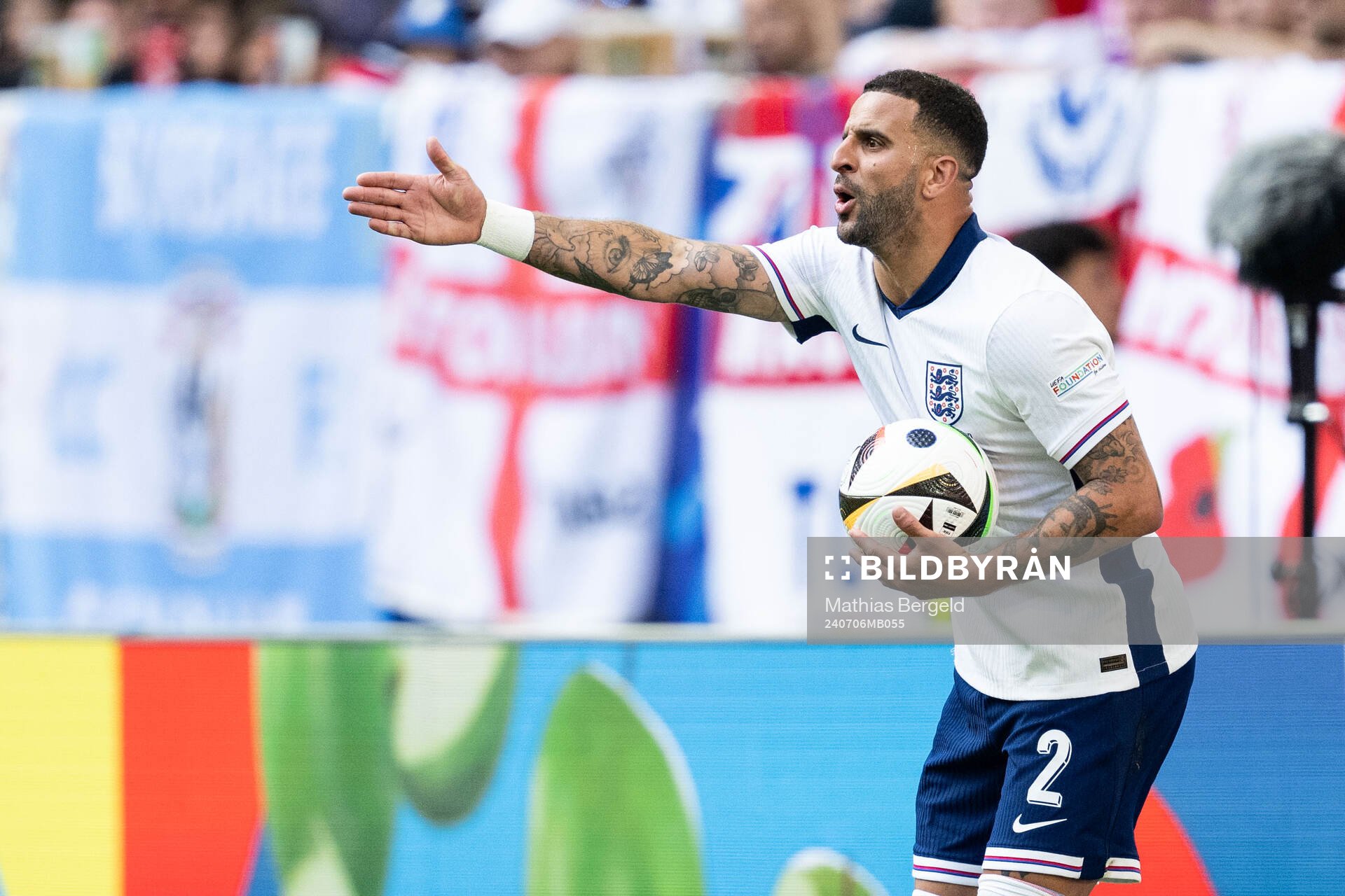 Kyle Walker of England reacts