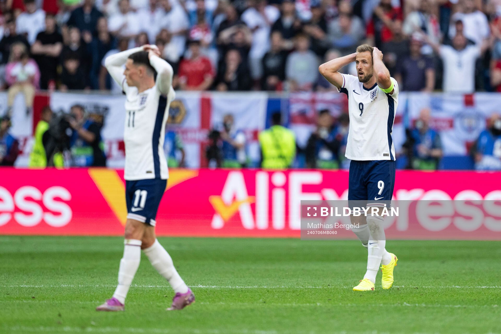 Harry Kane of England reacts