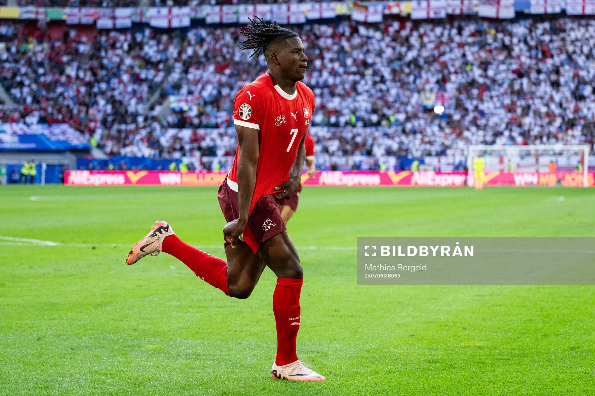 Breel Embolo of Switzerland celebrates