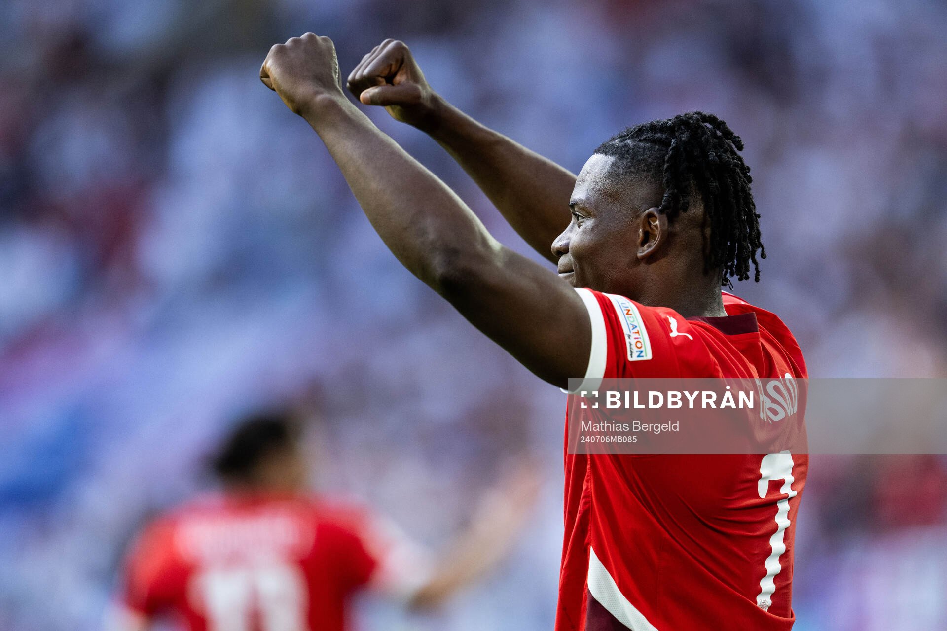 Breel Embolo of Switzerland celebrates