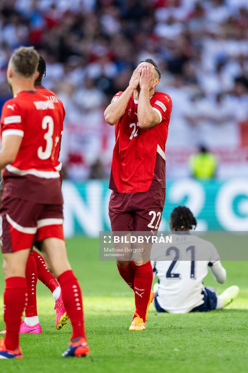Fabian Schär of Switzerland reacts