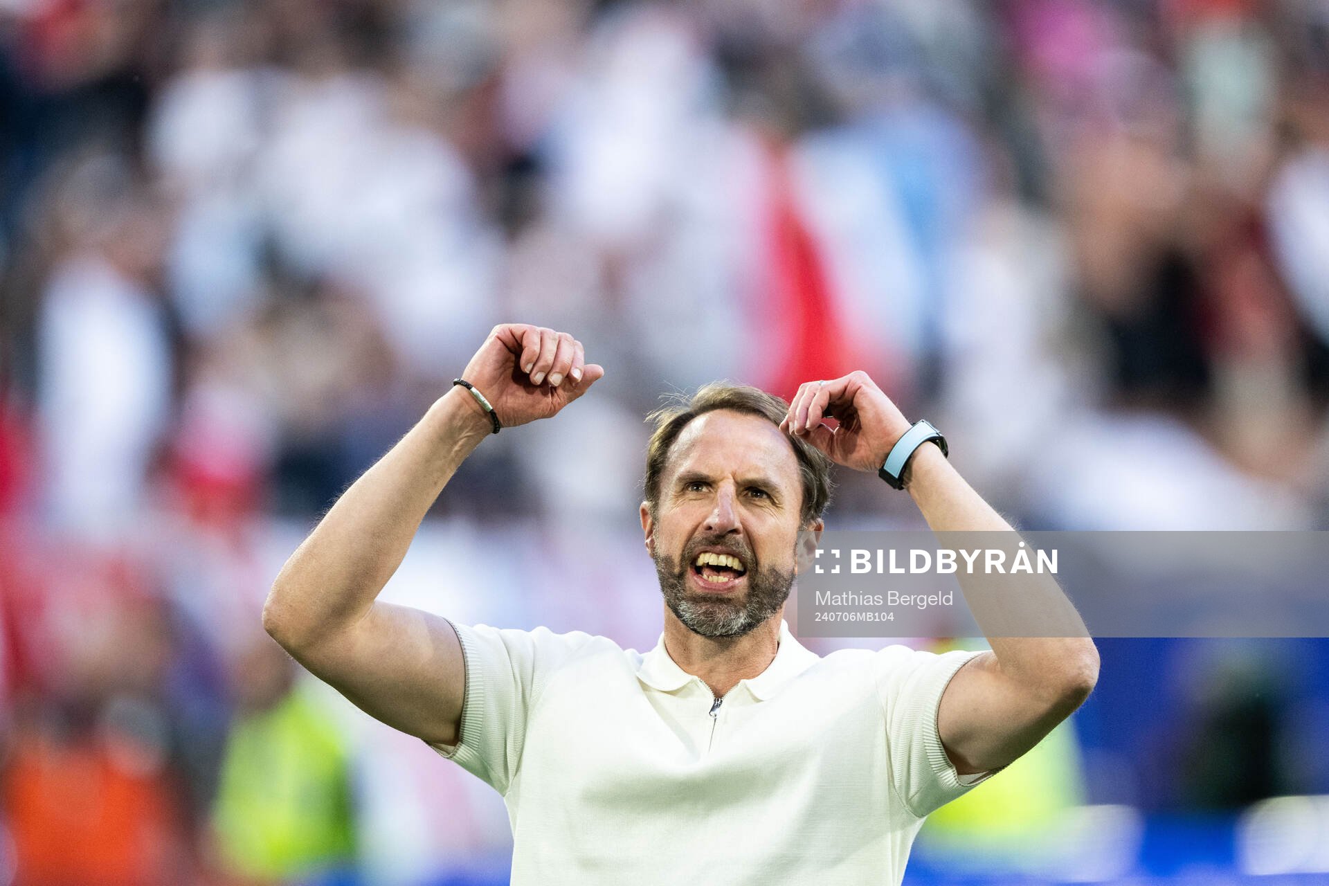 Head coach Gareth Southgate of England celebrates