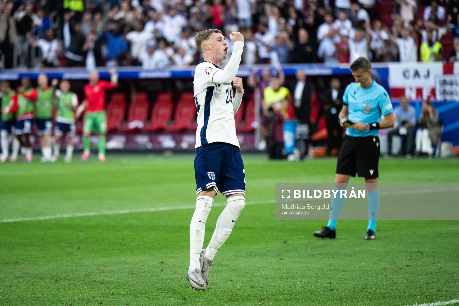Cole Palmer of England celebrates
