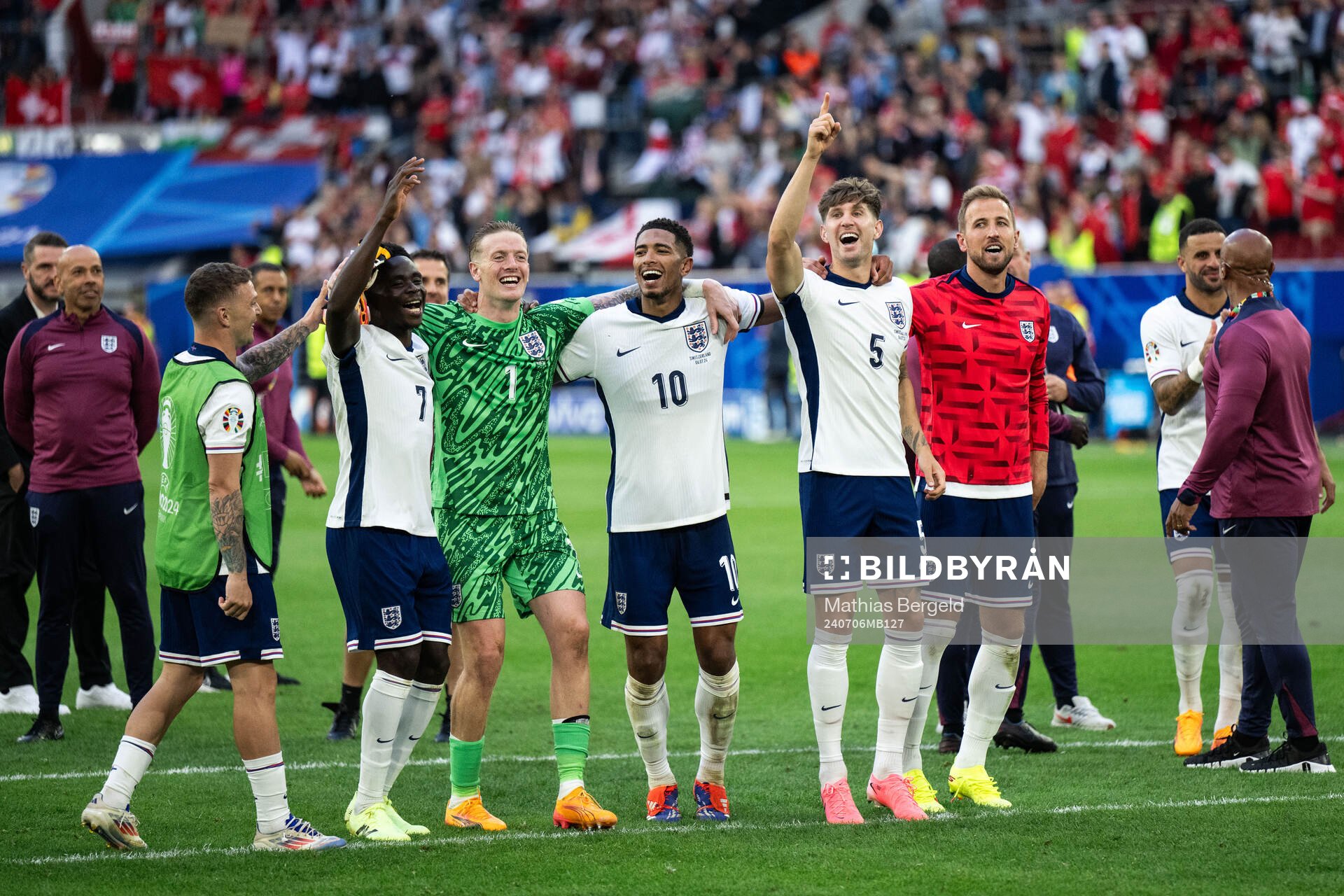 Bukayo Saka, goalkeeper Jordan Pickford, Jude Bellingham,