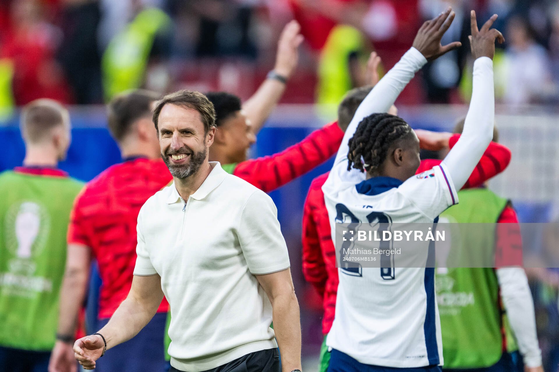 Head coach Gareth Southgate of England celebrates