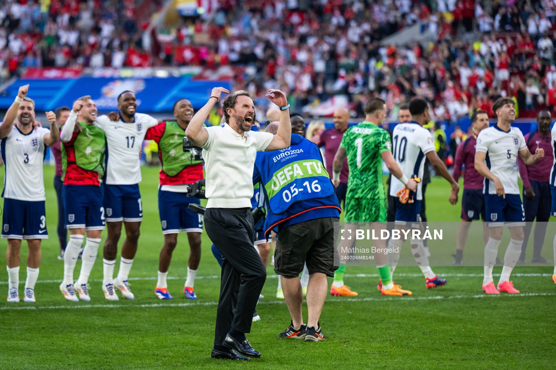 Head coach Gareth Southgate of England celebrates