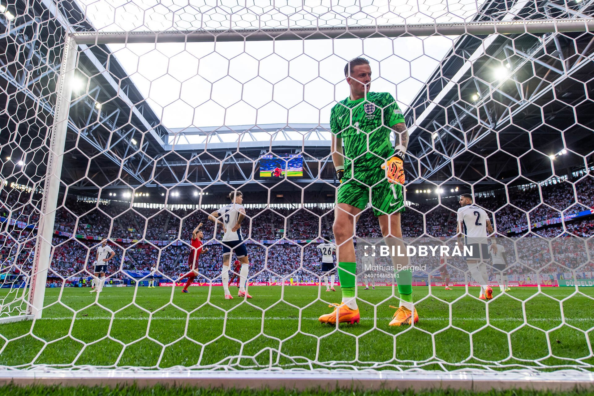 Goalkeeper Jordan Pickford of England looks dejected