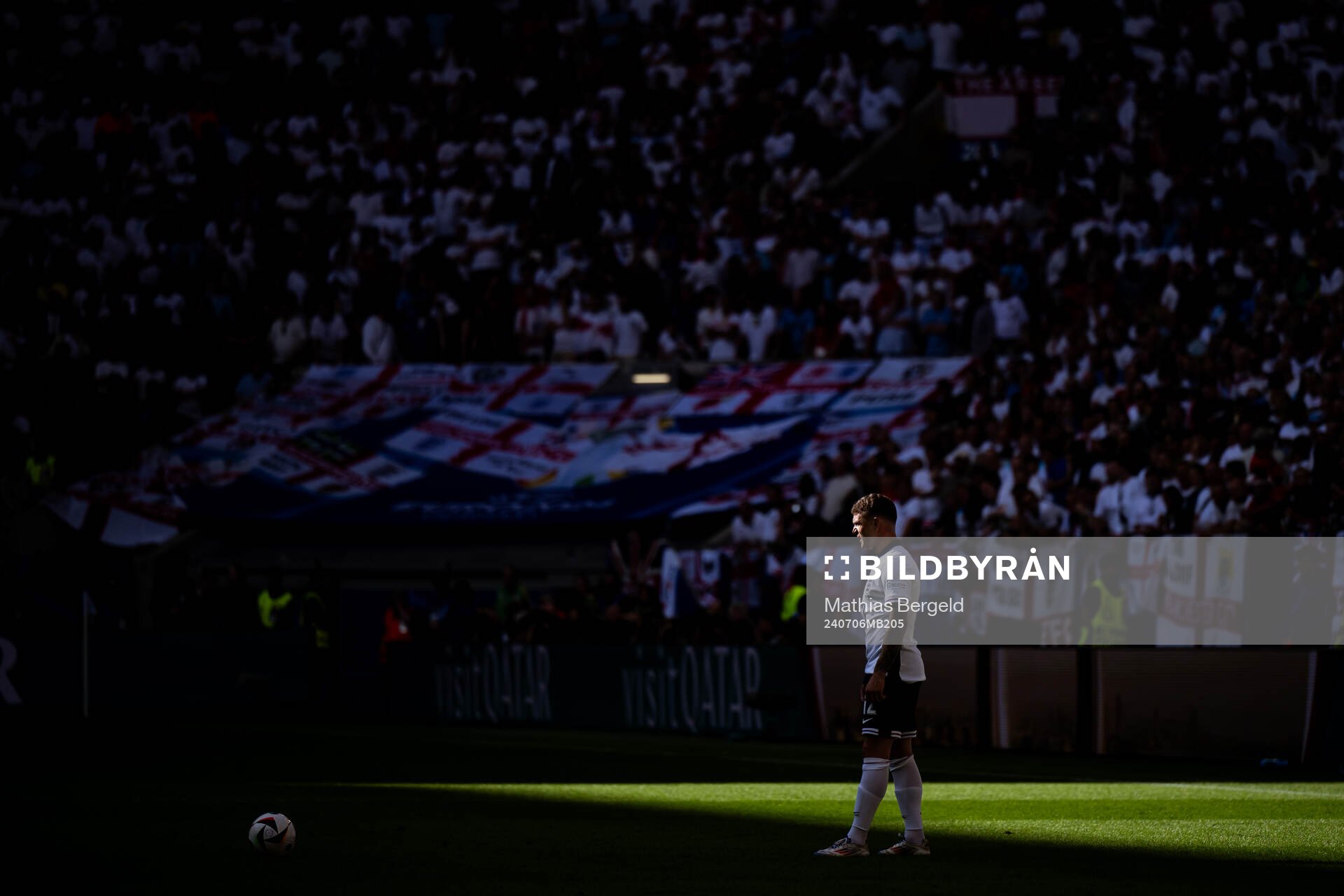 Kieran Trippier of England during the UEFA Euro 2024 Football Championship quarterfinal between England and Switzerland on July 6, 2024 in Düsseldorf.