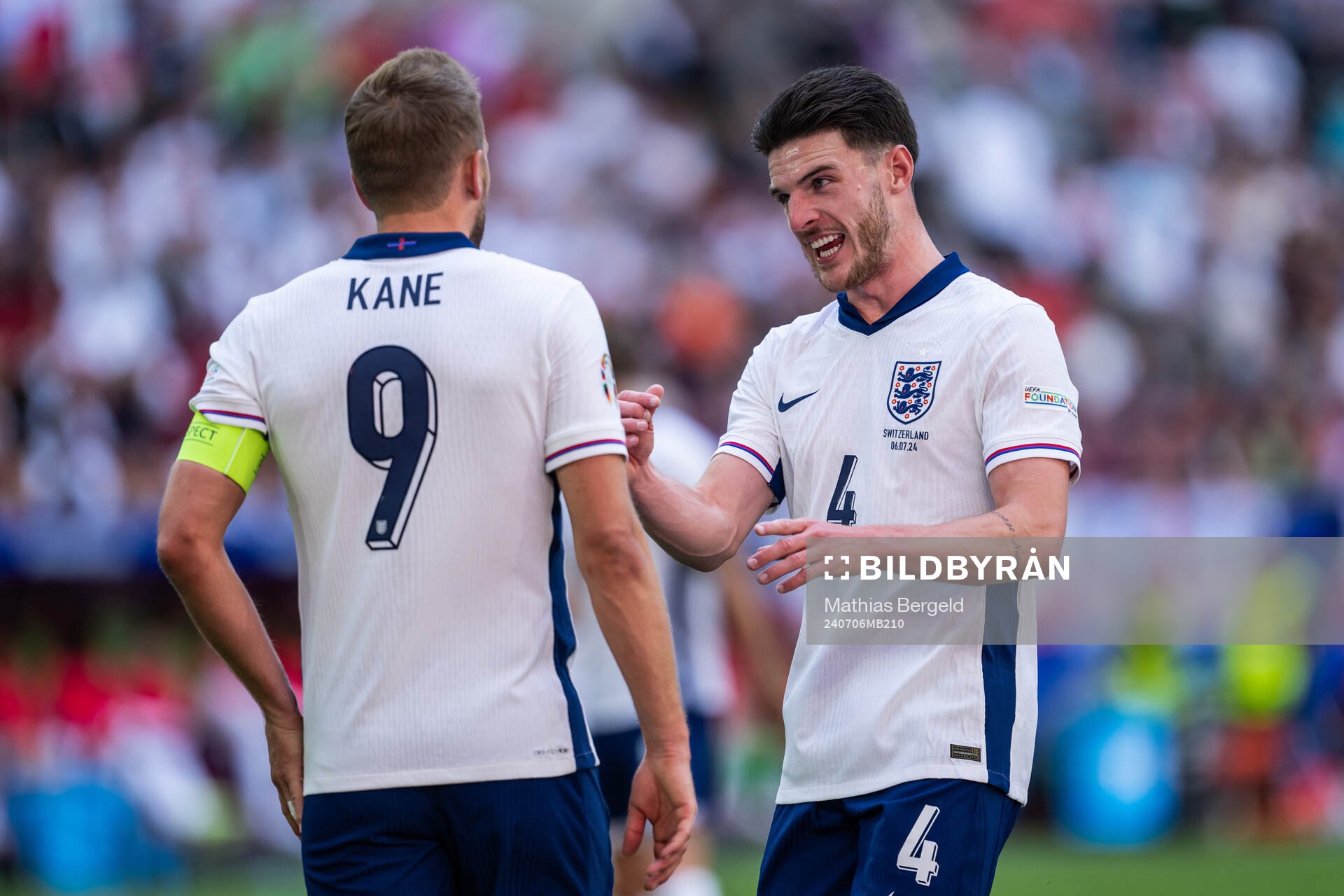 Harry Kane and Declan Rice of England