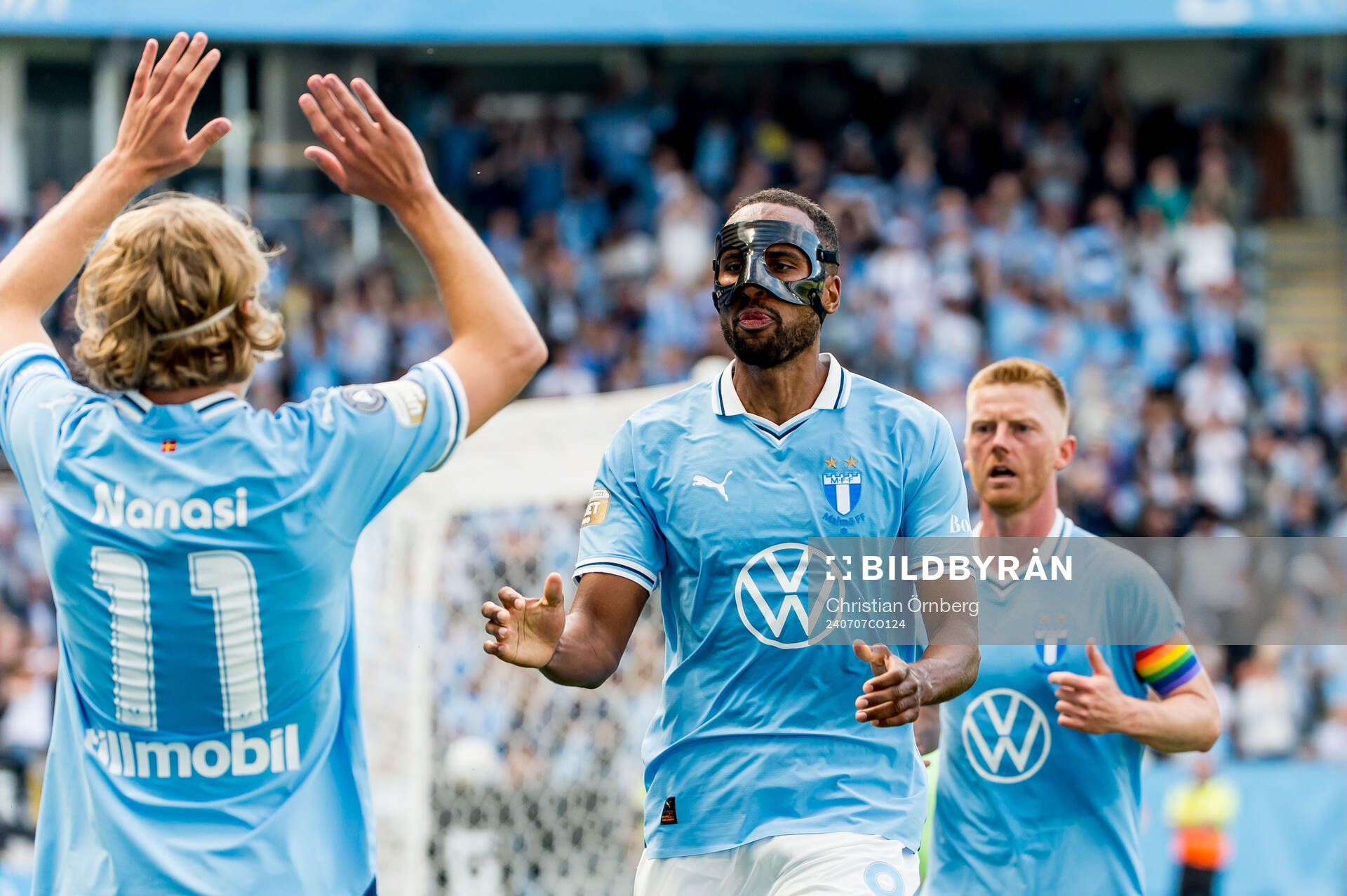 Malmö FFs Sebastian Nanasi, Isaac Kiese Thelin och Anders