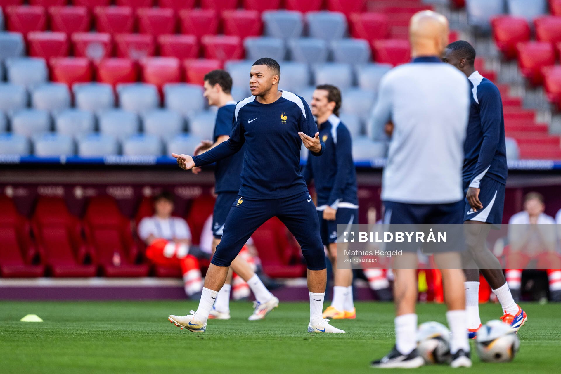 Kylian Mbappé at a training session with France