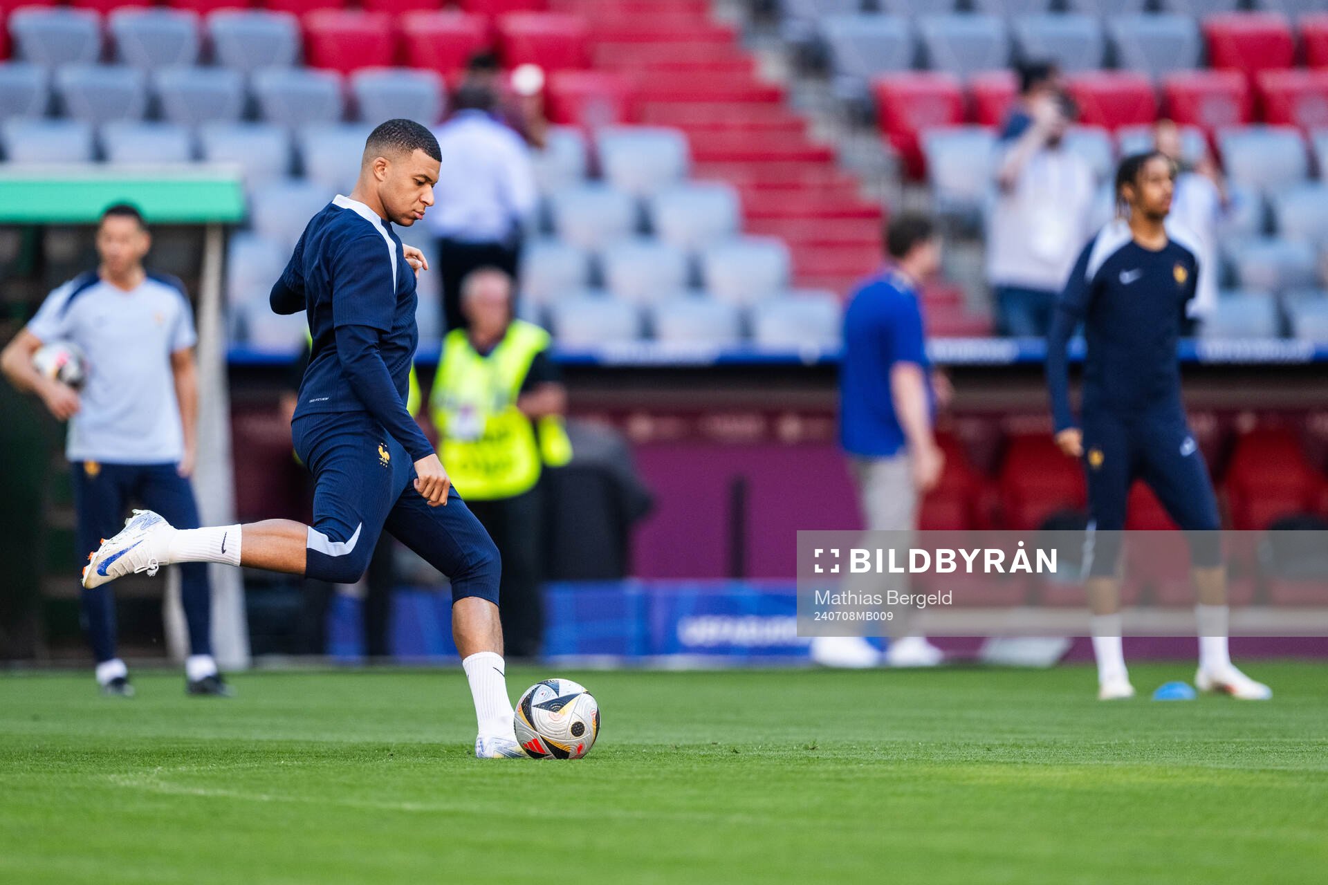 Kylian Mbappé at a training session with France
