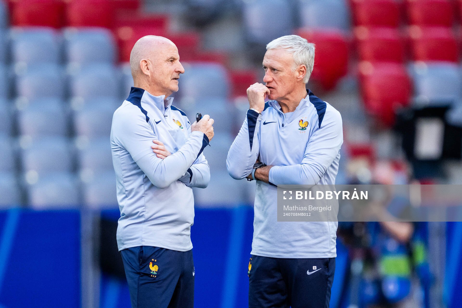 Head coach Didier Deshamps at a training session with France
