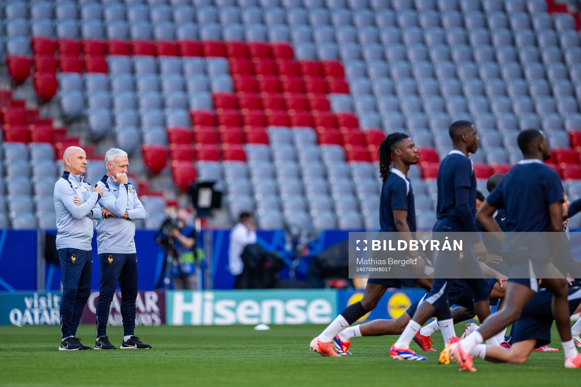 Head coach Didier Deshamps at a training session with France
