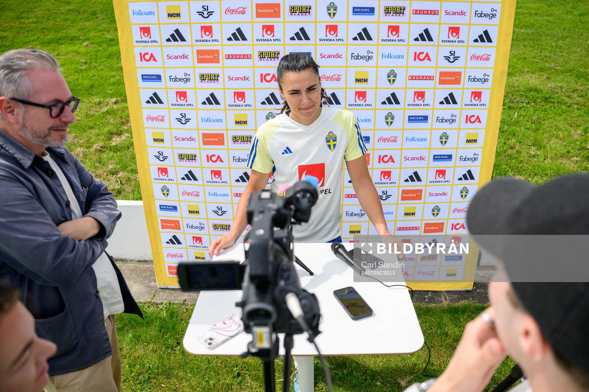 Goalkeeper Zecira Musovic is being interviewed