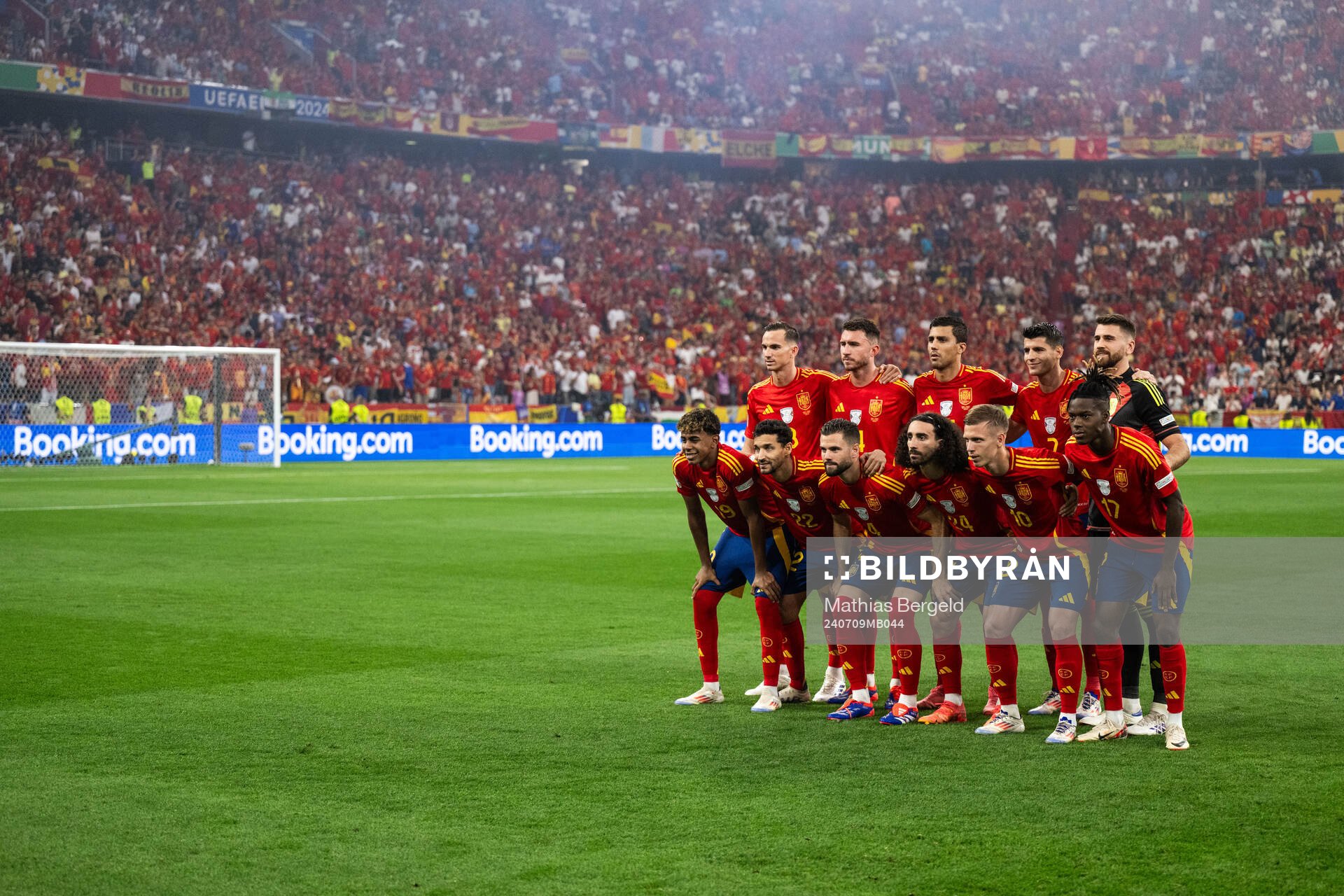 The starting eleven of Spain ahead of the UEFA Euro 2024 Football Championship semifinal between Spain and France on July 9, 2024 in Munich.