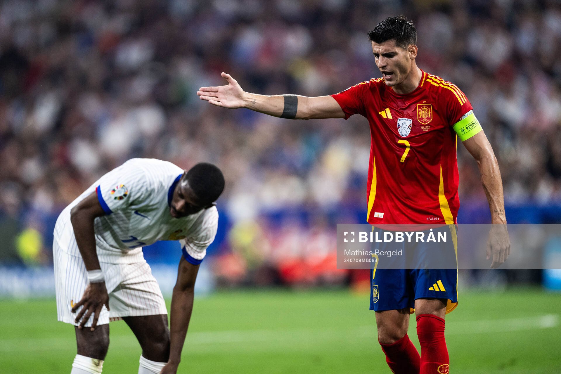 Alvaro Morata of Spain reacts