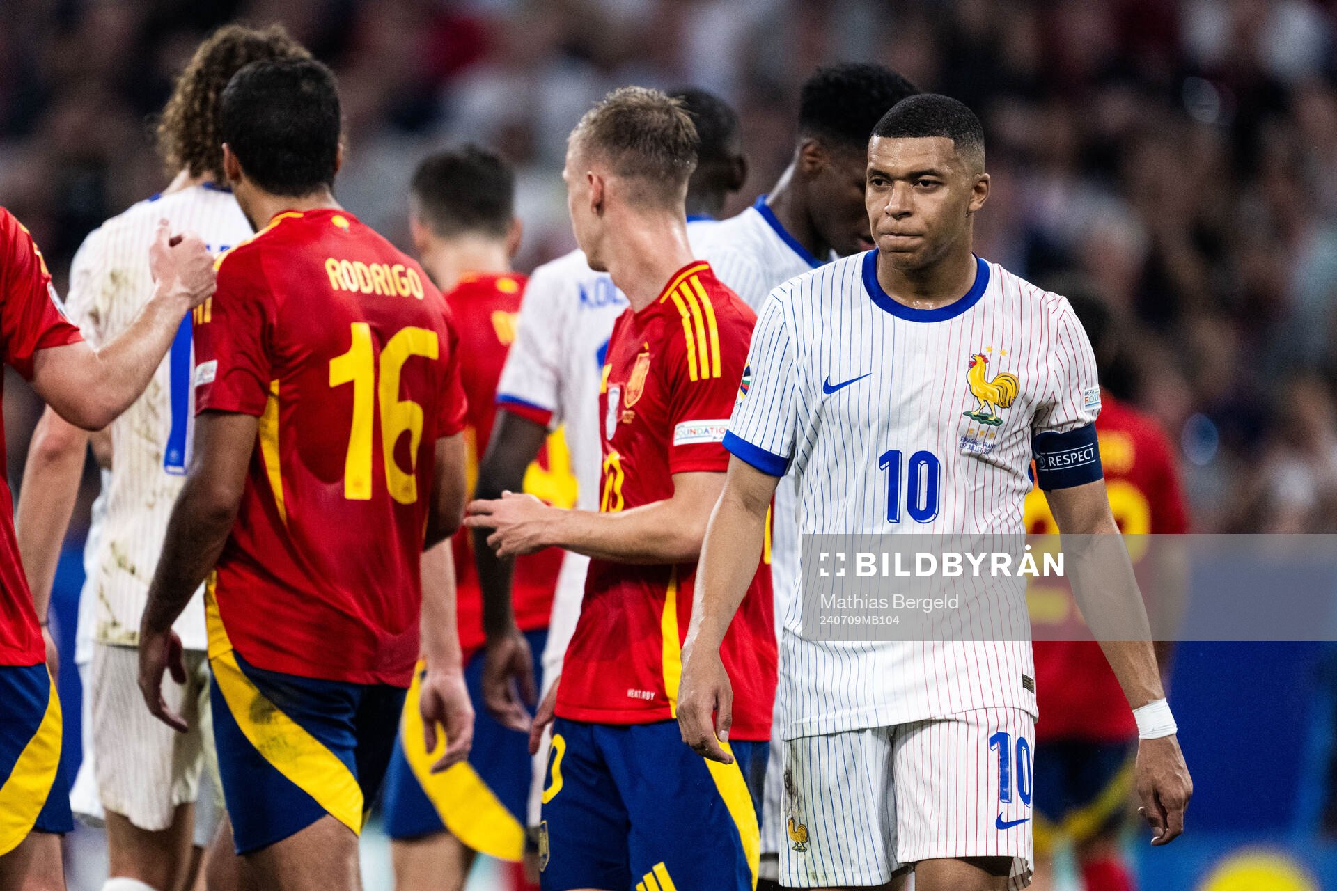 Kylian Mbappé of France looks dejected