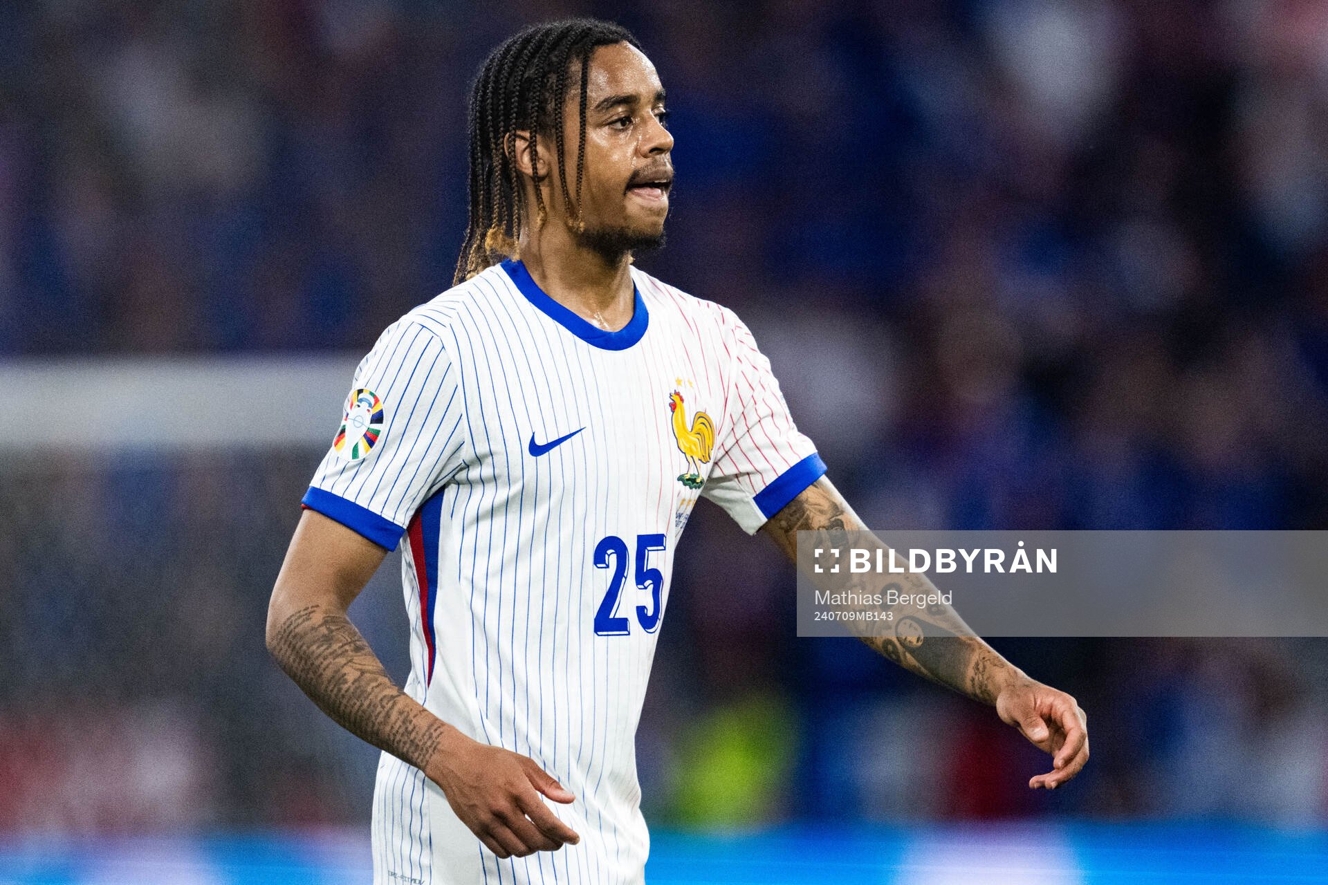 Bradley Barcola of France during the UEFA Euro 2024 Football Championship semifinal between Spain and France on July 9, 2024 in Munich.