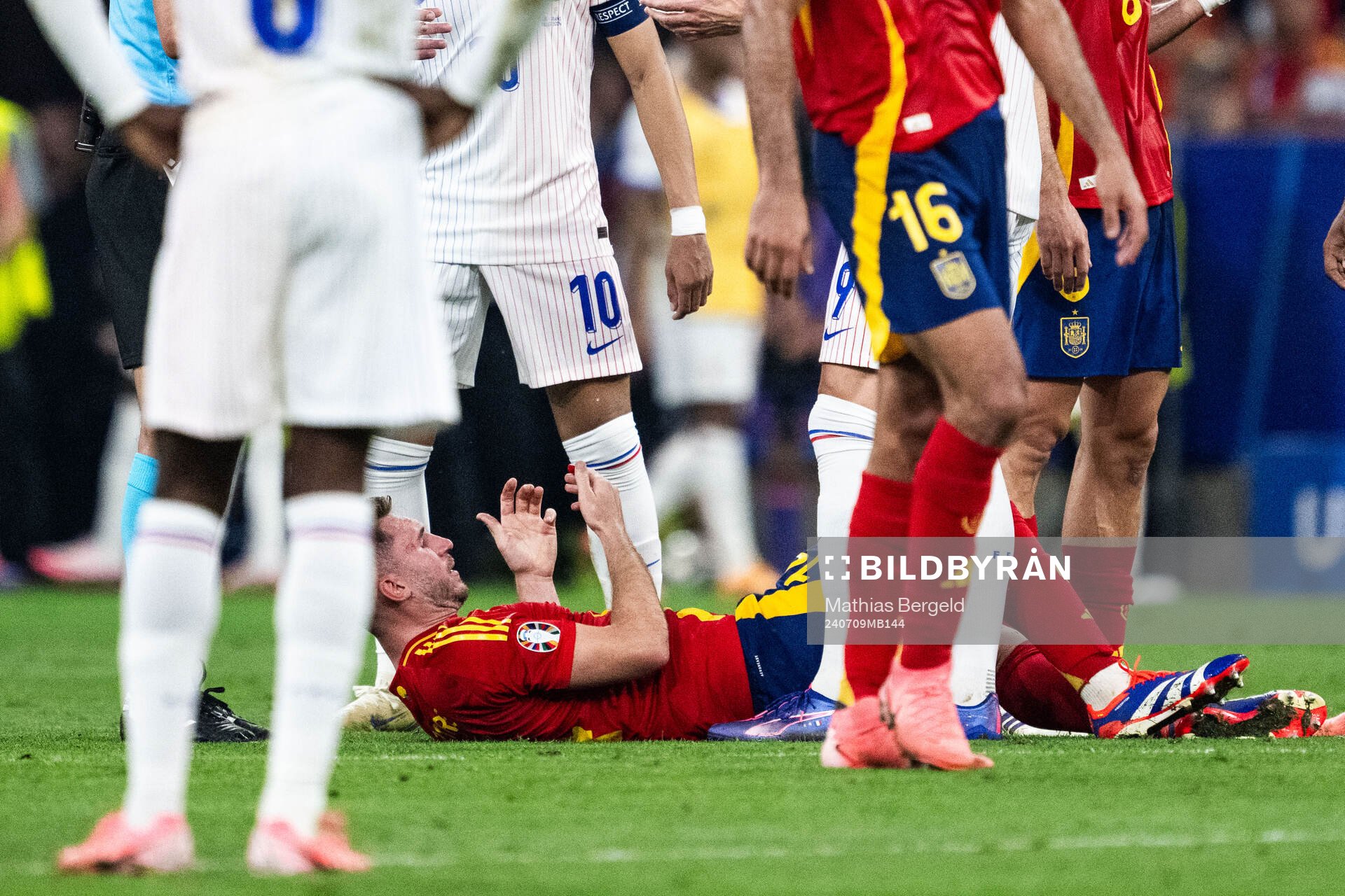 Aymeric Laporte of Spain in pain