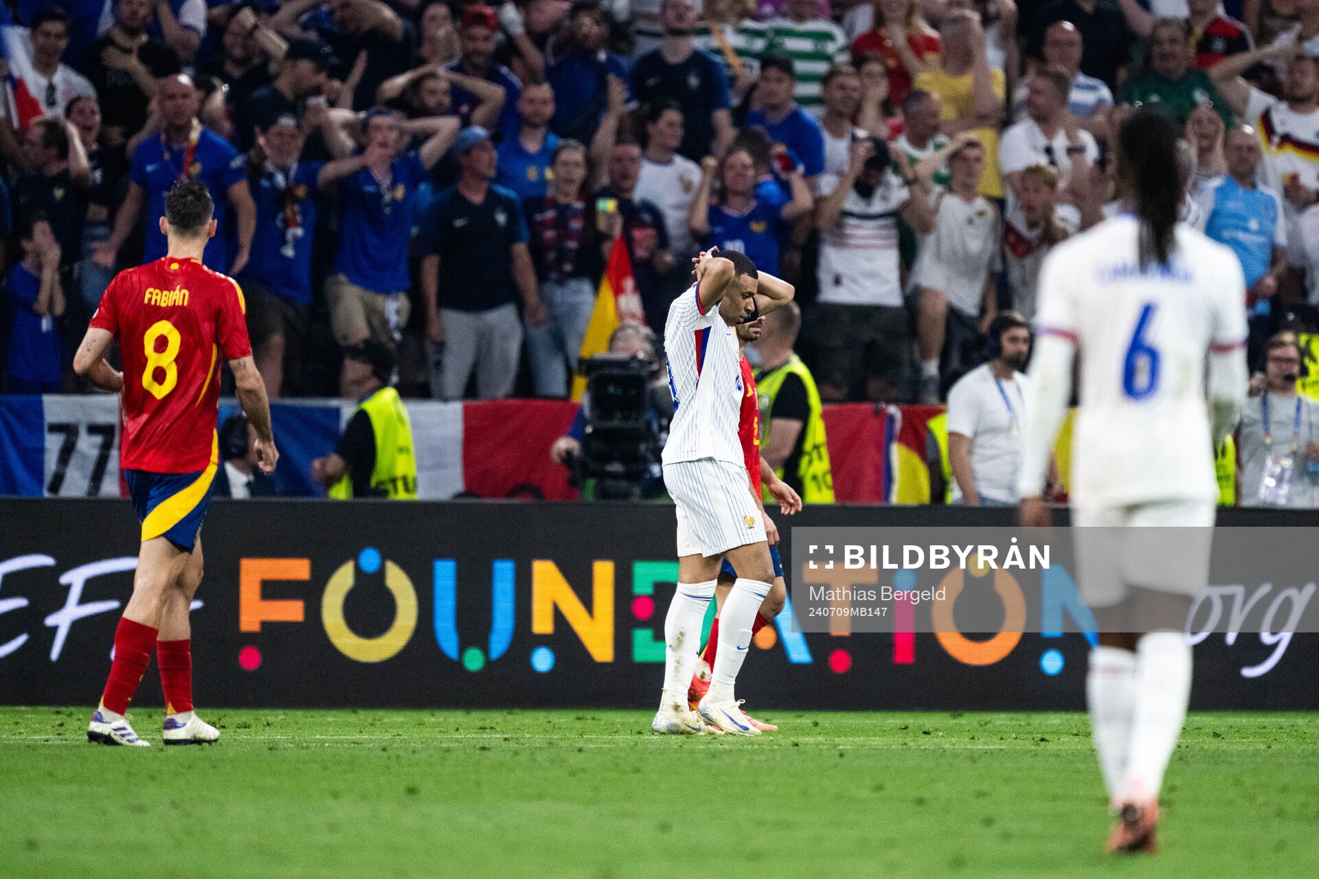 Kylian Mbappé of France looks dejected