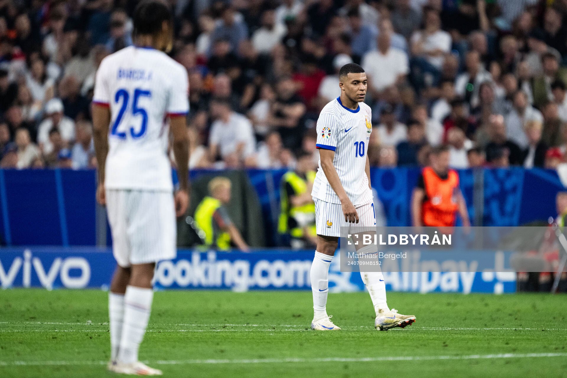 Kylian Mbappé of France looks dejected