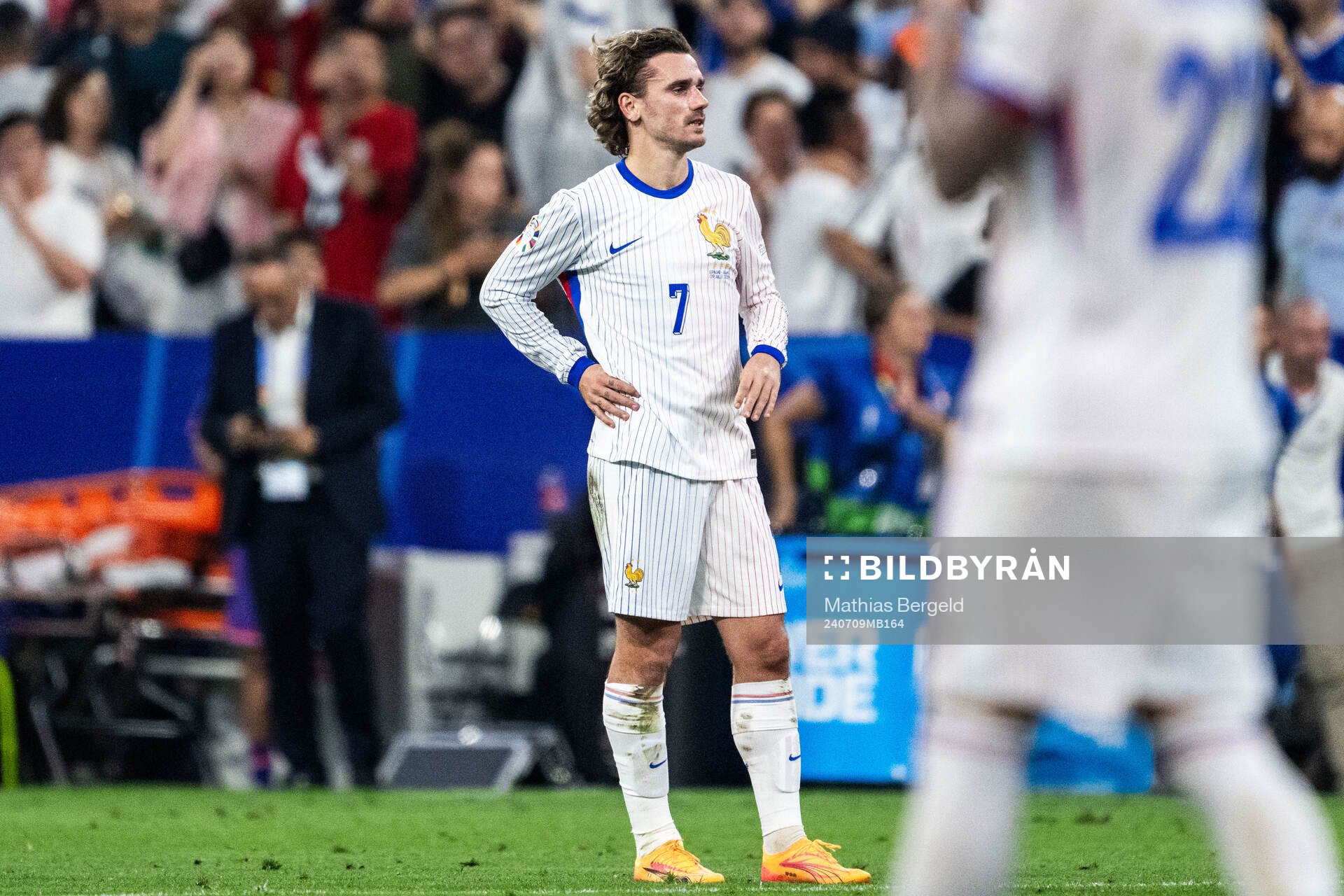 Antoine Griezmann of France looks dejected