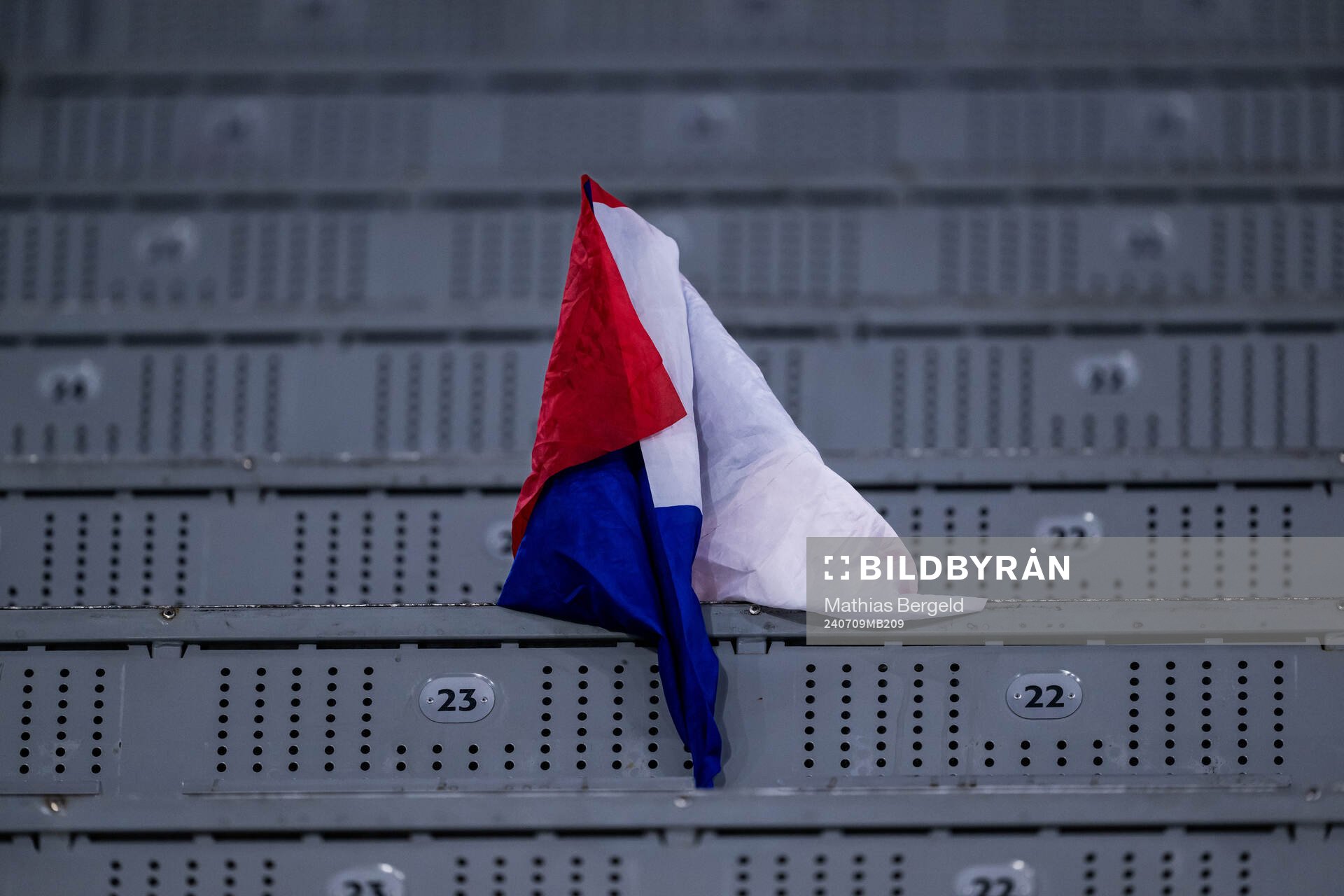 A French flag in the stands