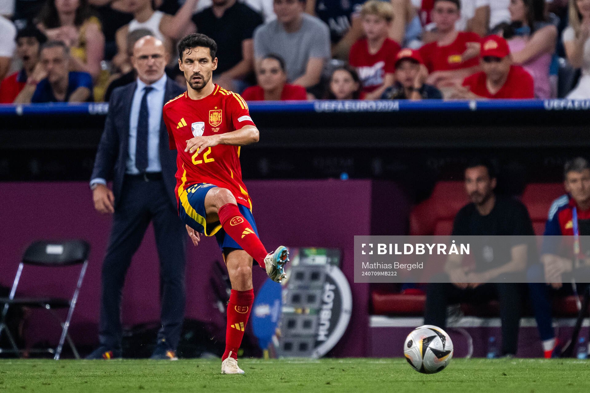 Jesus Navas of Spain during the UEFA Euro 2024 Football Championship semifinal between Spain and France on July 9, 2024 in Munich.
