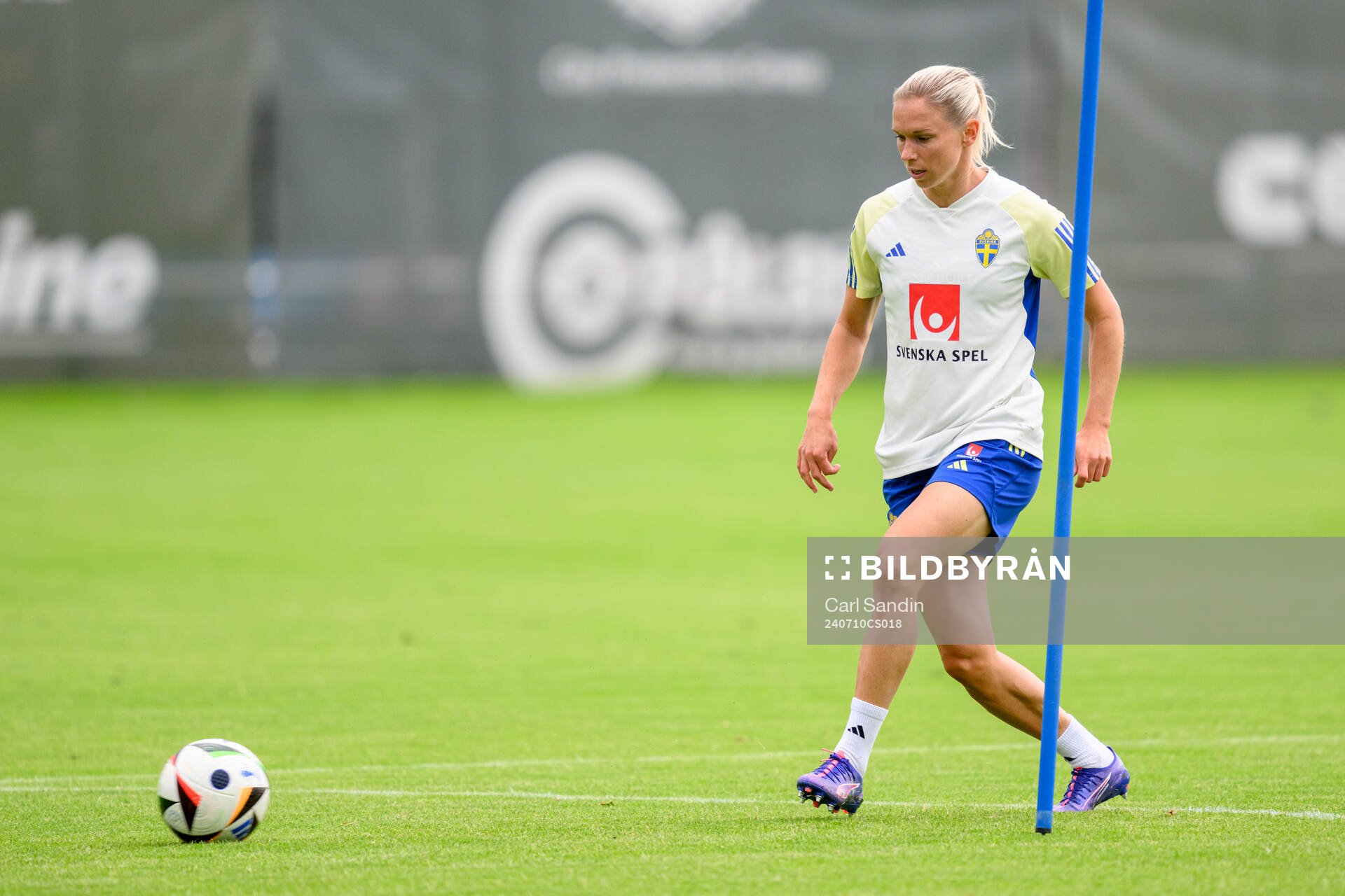 Jonna Andersson during a training session with the Swedish women's national football team on July 10, 2024 in Göteborg. 