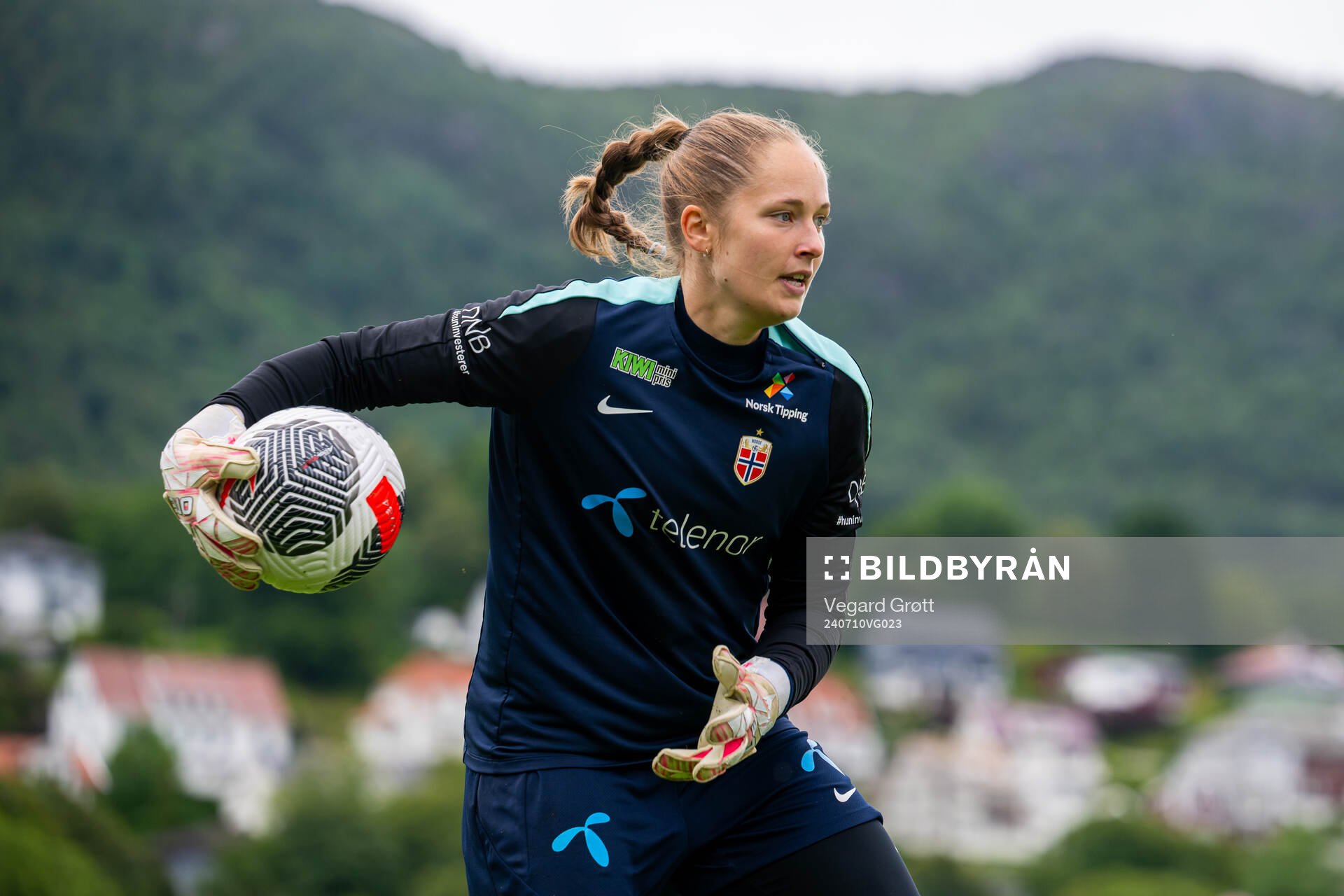 Goalkeeper Aurora Mikalsen of the Norwegian women's