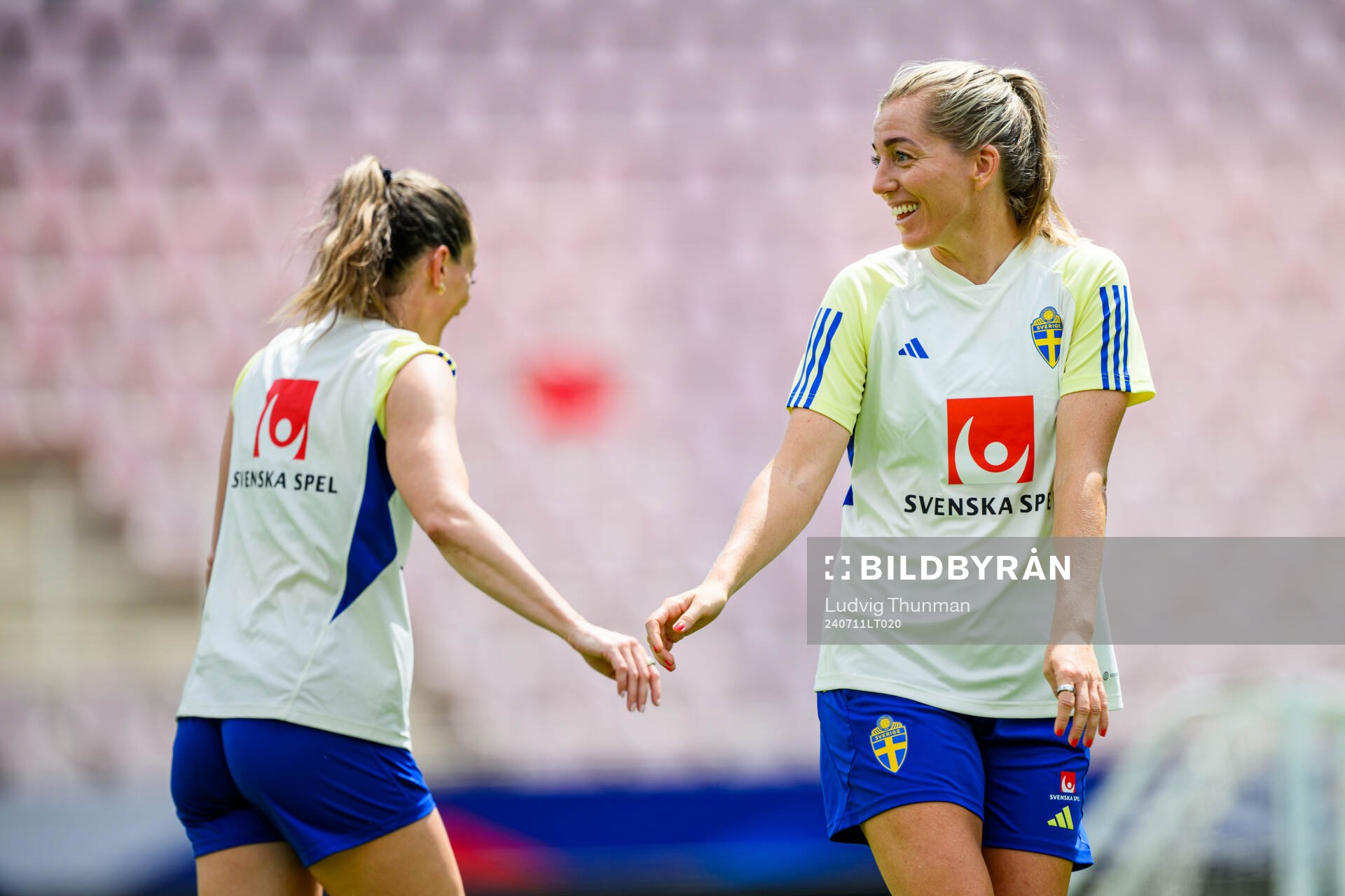 Kosovare Asllani and Linda Sembrant of the Swedish women's