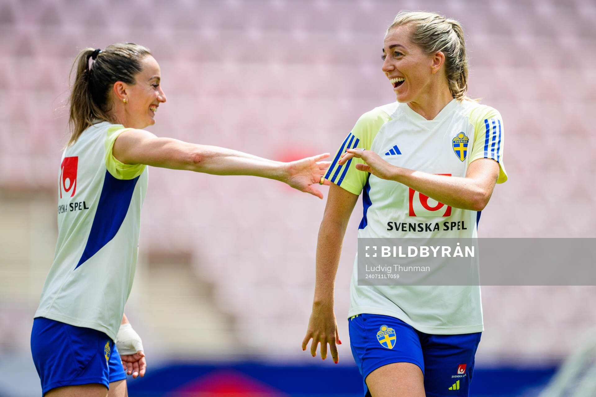 Kosovare Asllani and Linda Sembrant of the Swedish women's