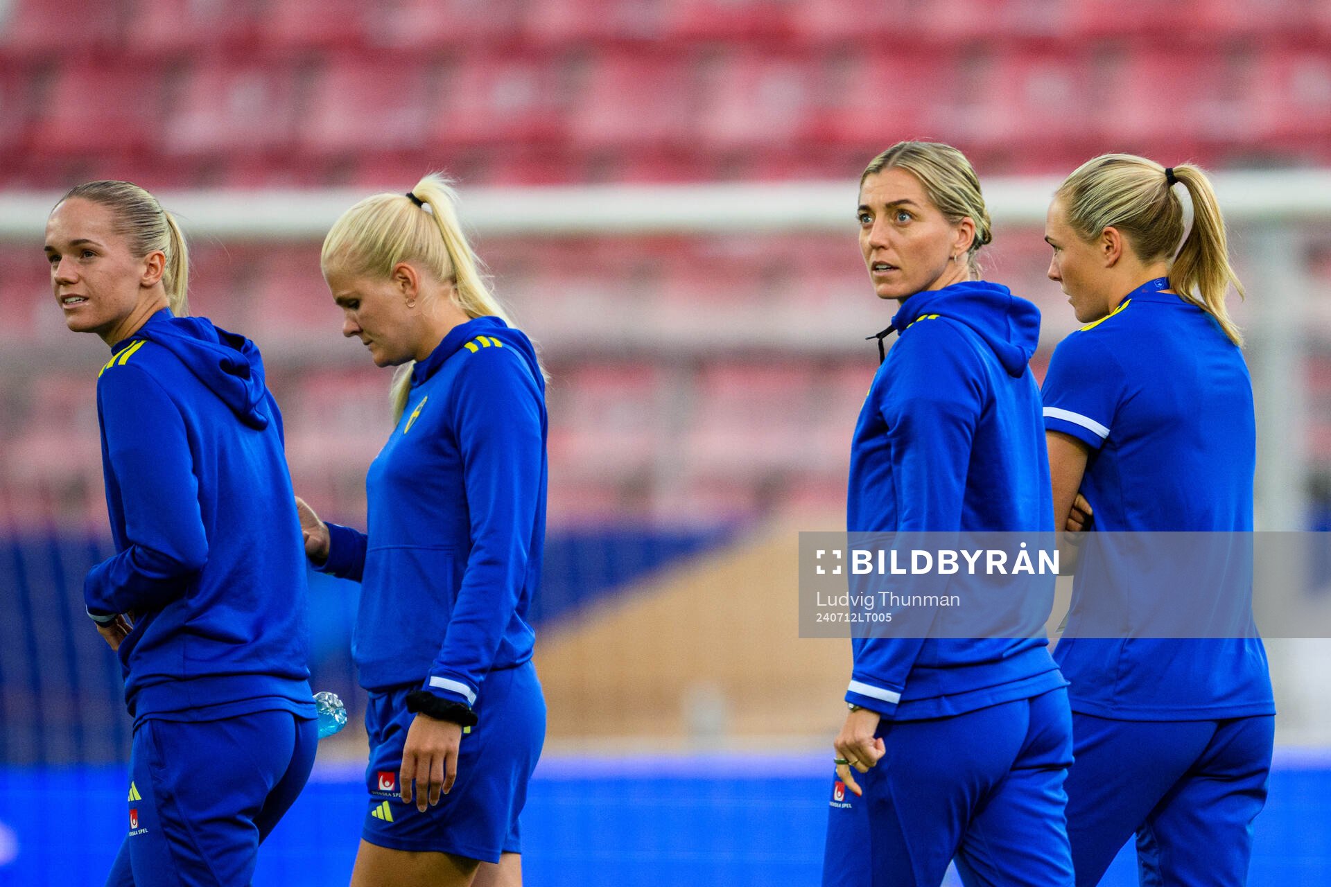 Hanna Lundkvist and Linda Sembrant of Sweden walks the pitch