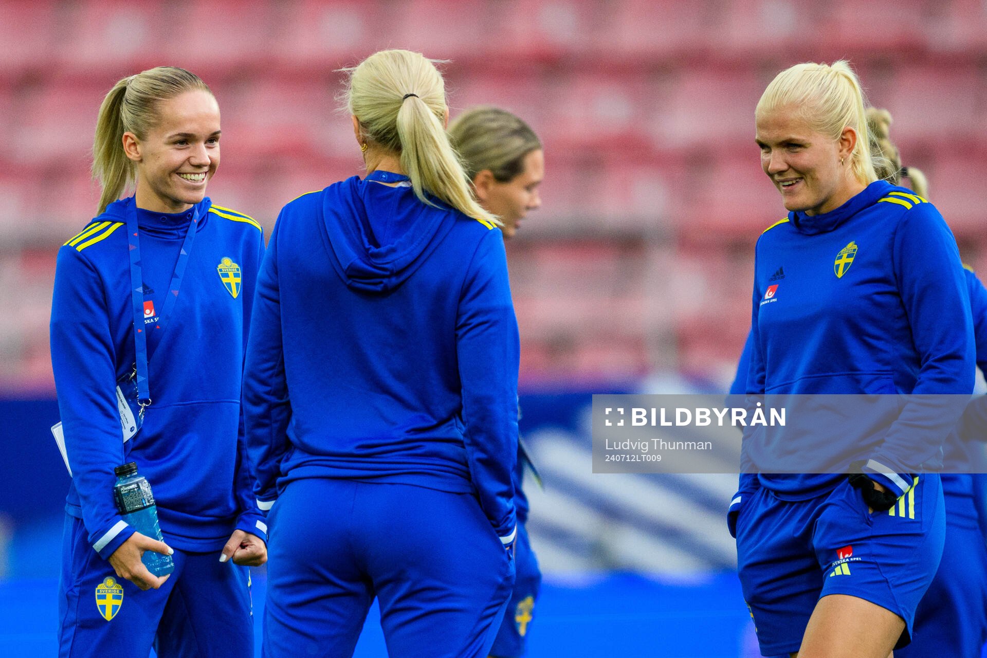 Hanna Lundkvist and goalkeeper Emma Holmgren of Sweden