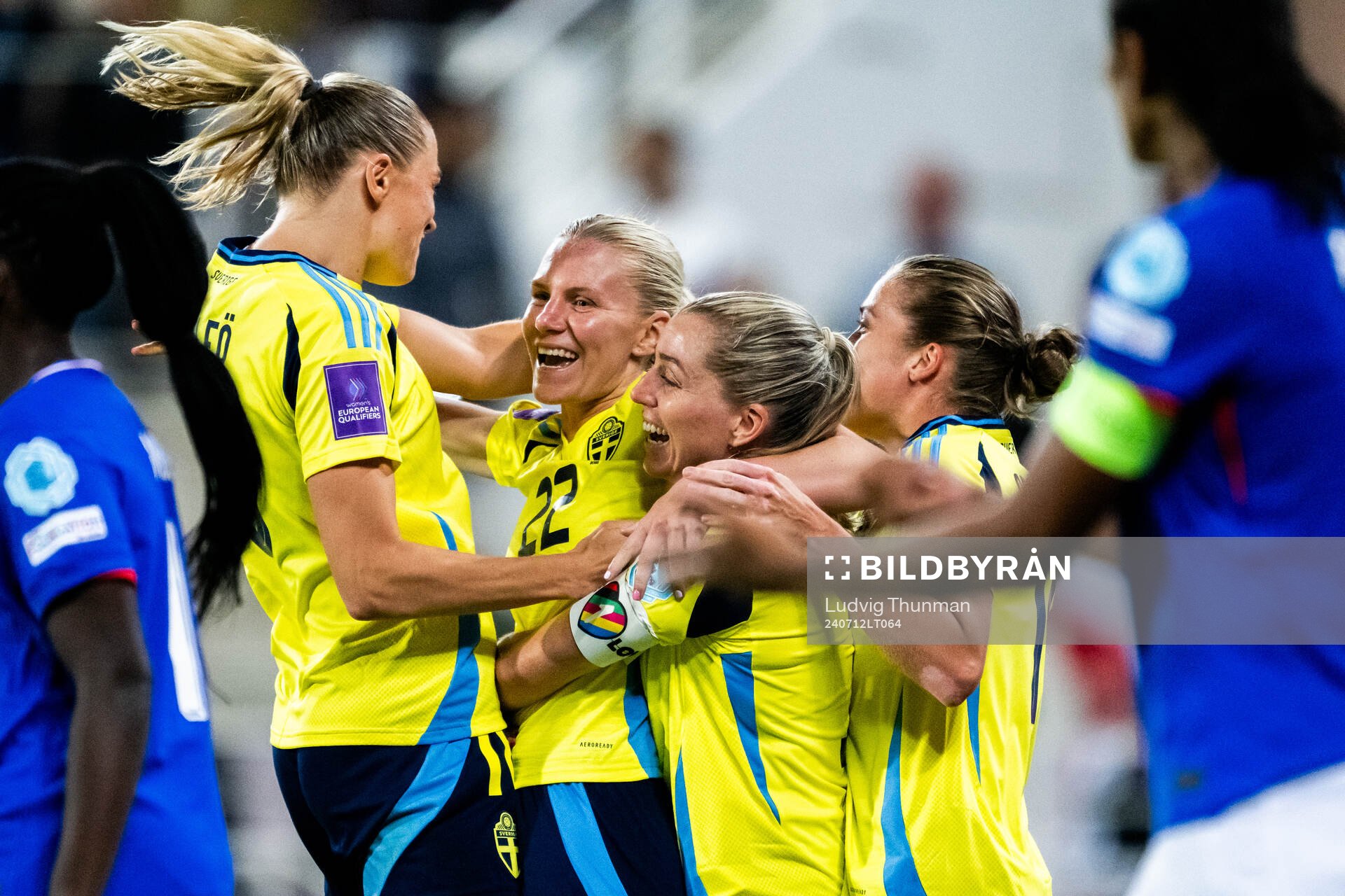 Josefine Rybrink of Sweden celebrates with teammates