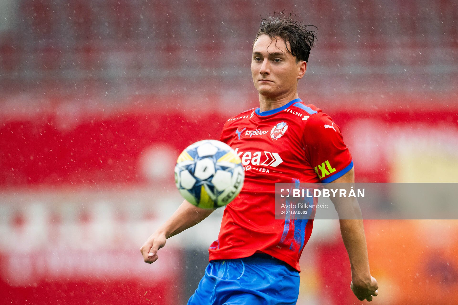Helsingborgs Casper Ljung under fotbollsmatchen i träningsmatchen mellan Helsingborg och Köge den 13 juli 2024 i Helsingborg. 
