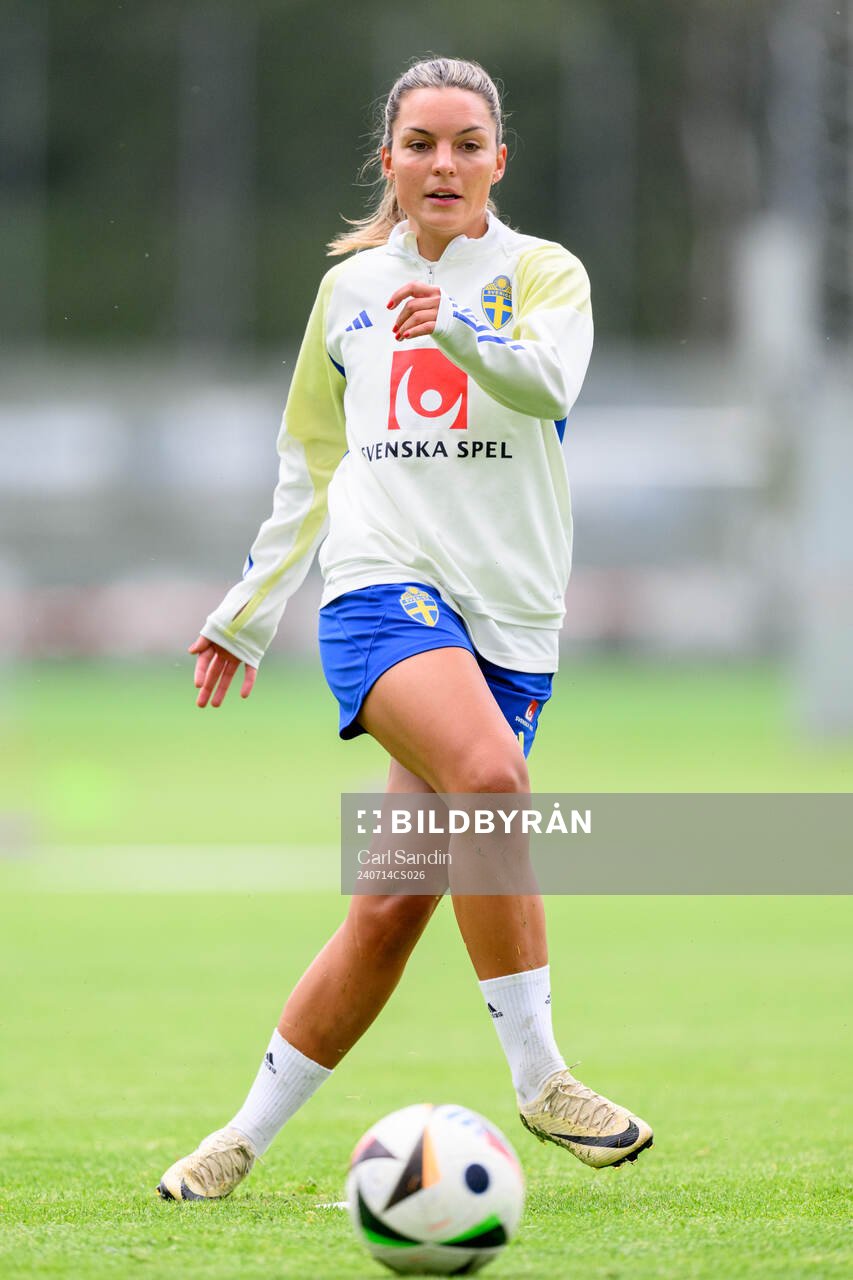 Johanna Rytting Kaneryd during a training session with the Swedish Women’s national football team on July 14, 2024 in Gothenburg. 