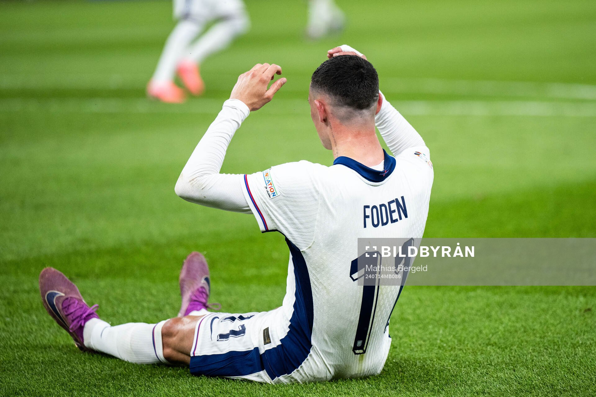 Phil Foden of England looks dejected