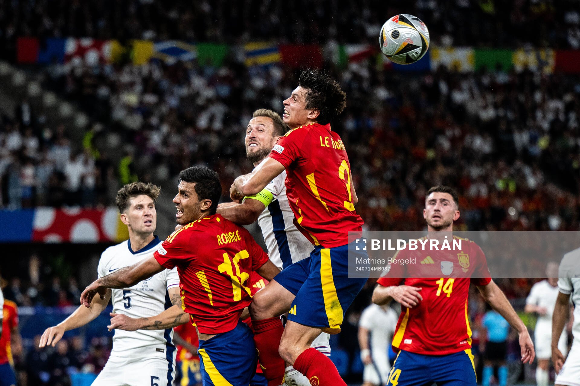 John Stones and Harry Kane of England against Rodrigo
